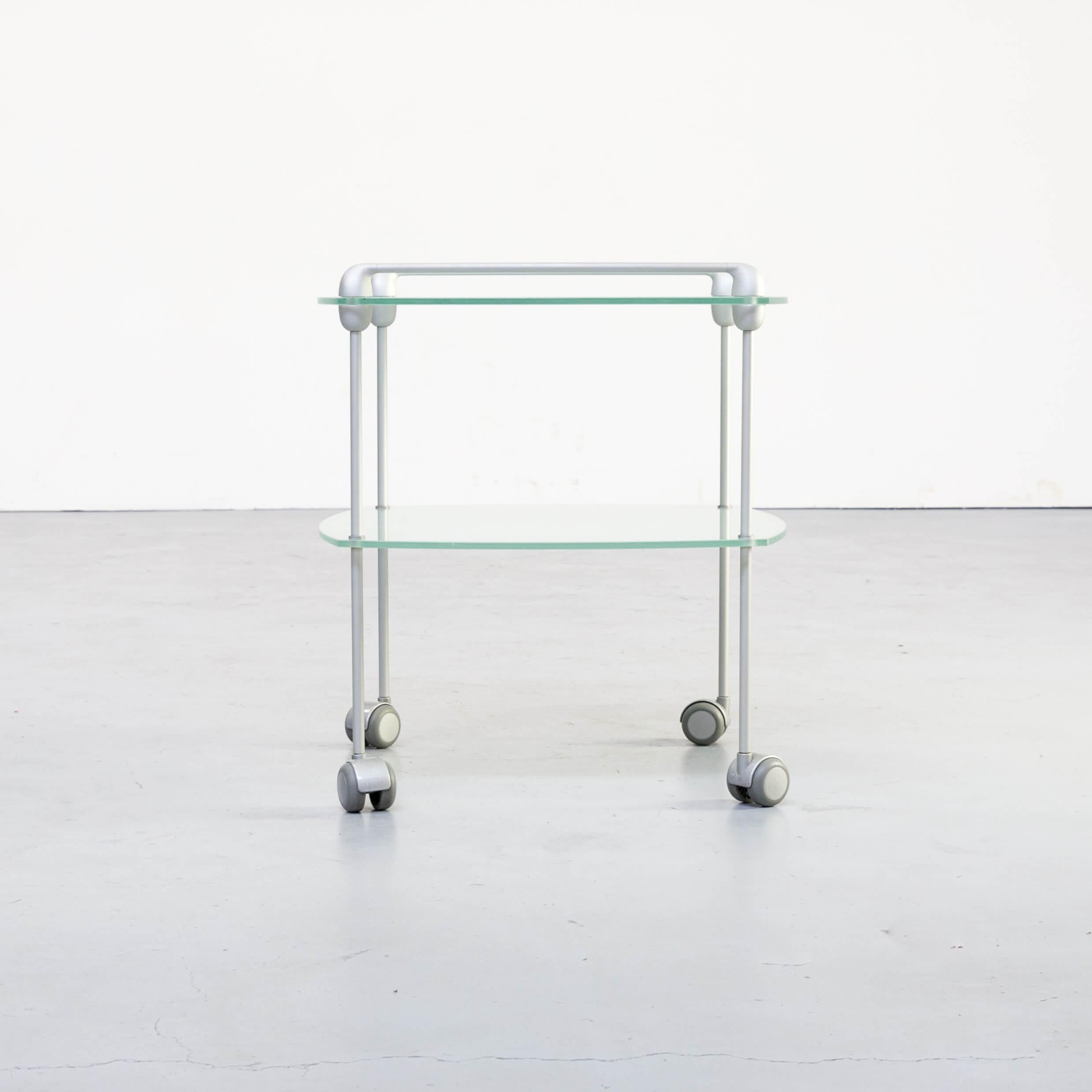 Mid-Century Modern 1990s Glass and Aluminium Trolley for Ligne Roset For Sale