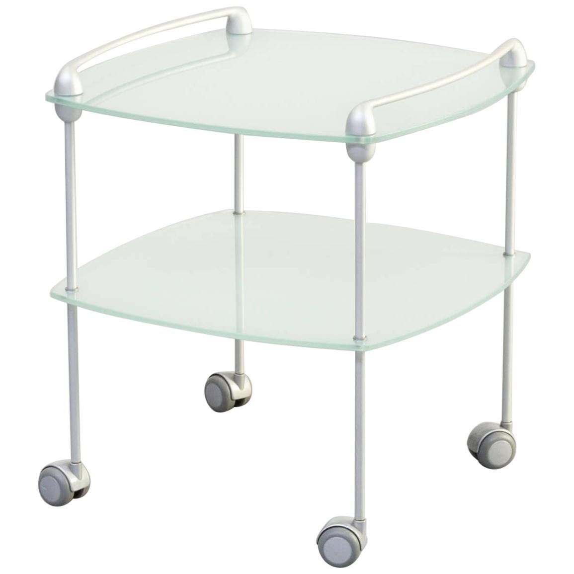 1990s Glass and Aluminium Trolley for Ligne Roset For Sale