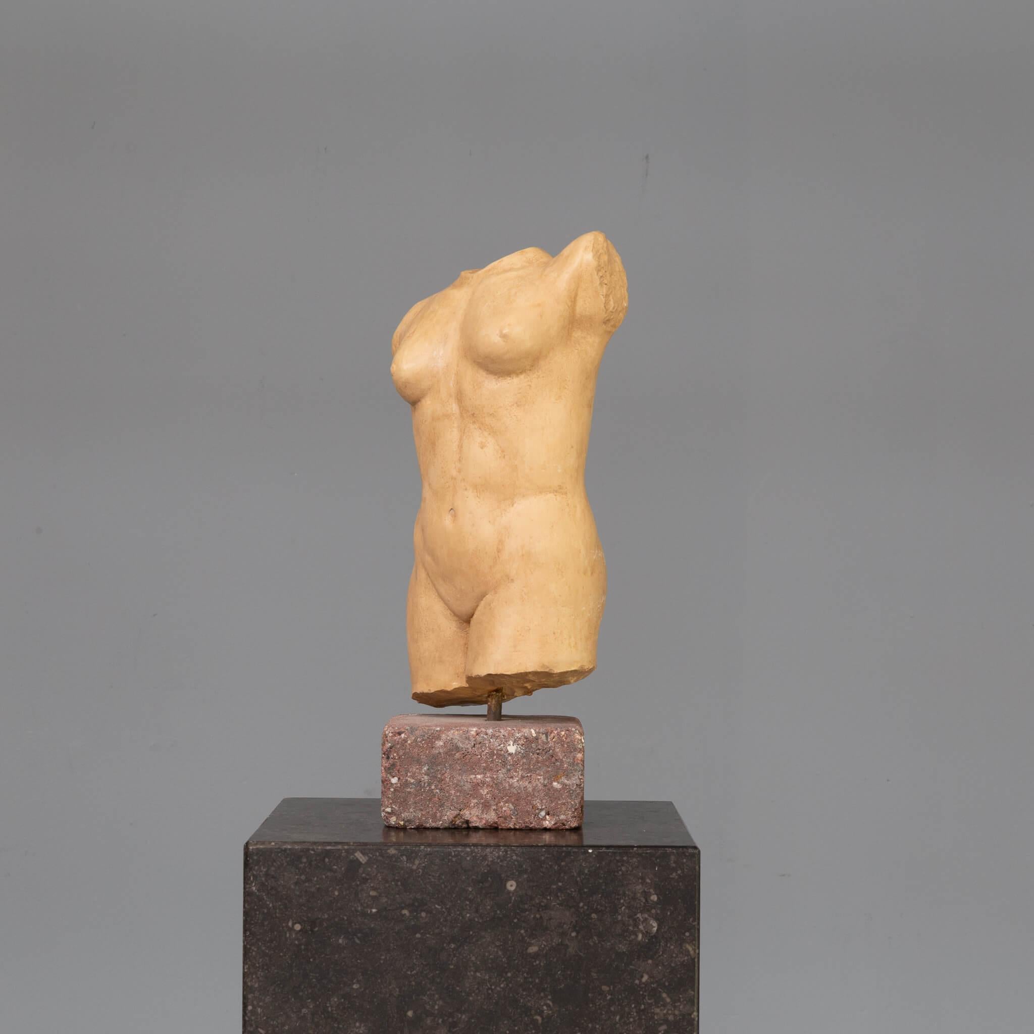 Post-Modern 90s handmade stone human torso sculpture For Sale