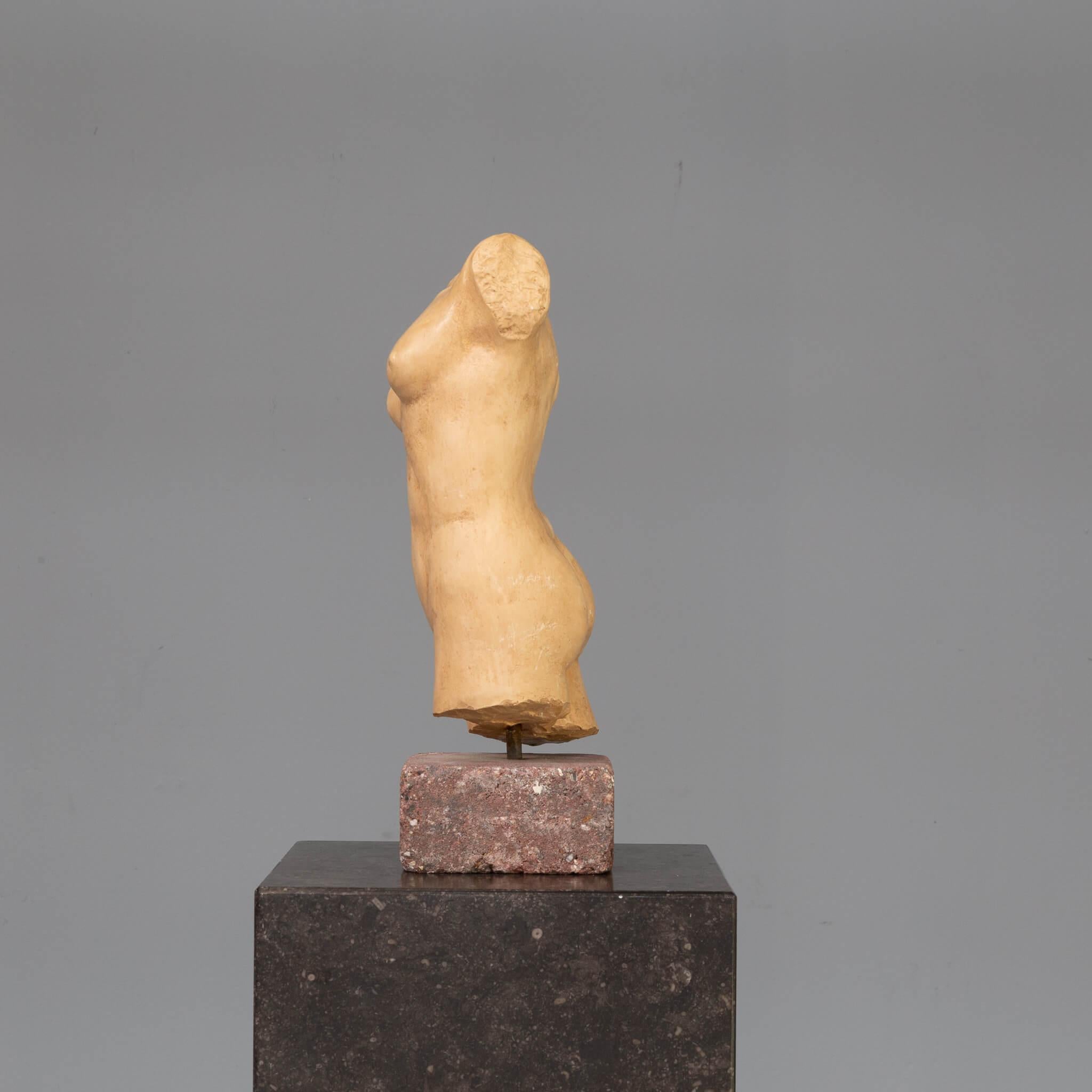 Dutch 90s handmade stone human torso sculpture For Sale