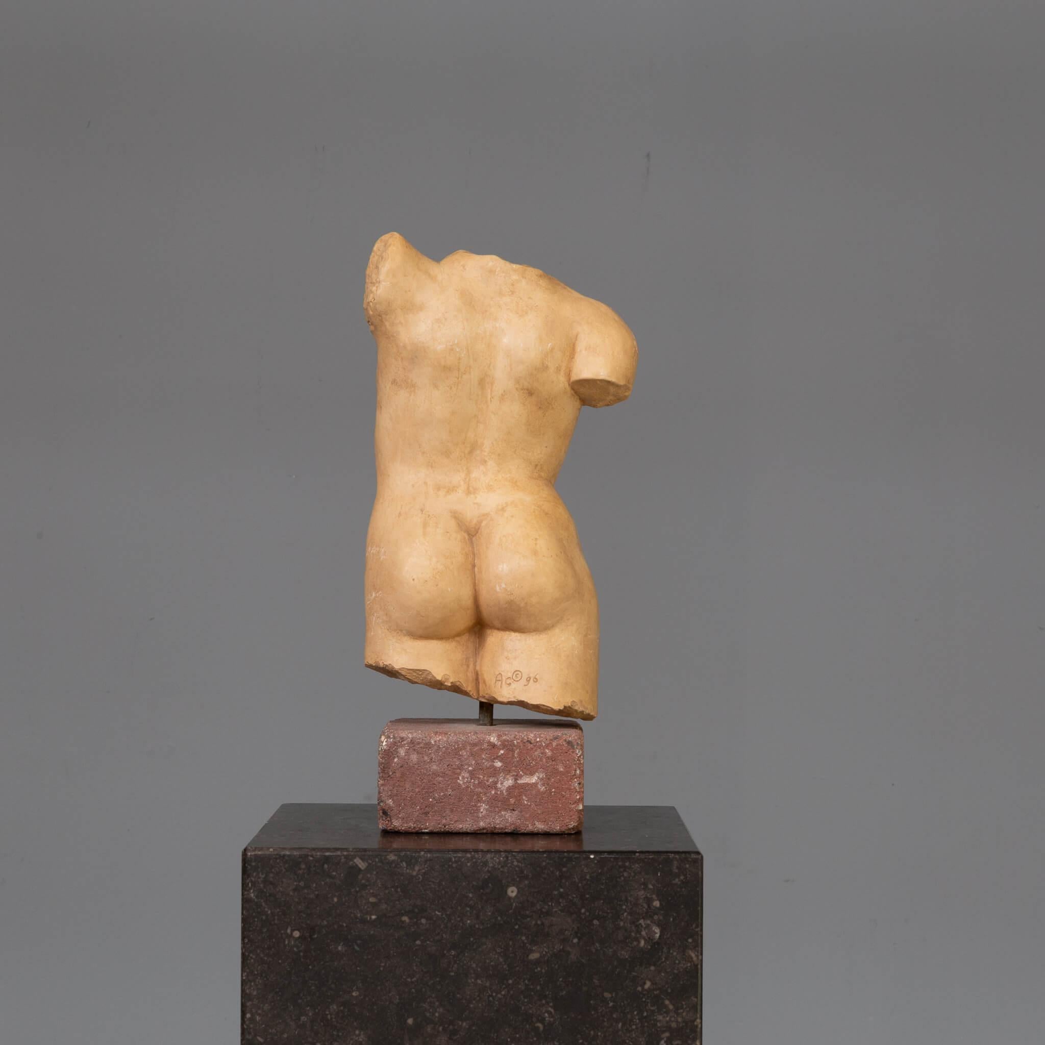 90s handmade stone human torso sculpture In Good Condition For Sale In Amstelveen, Noord