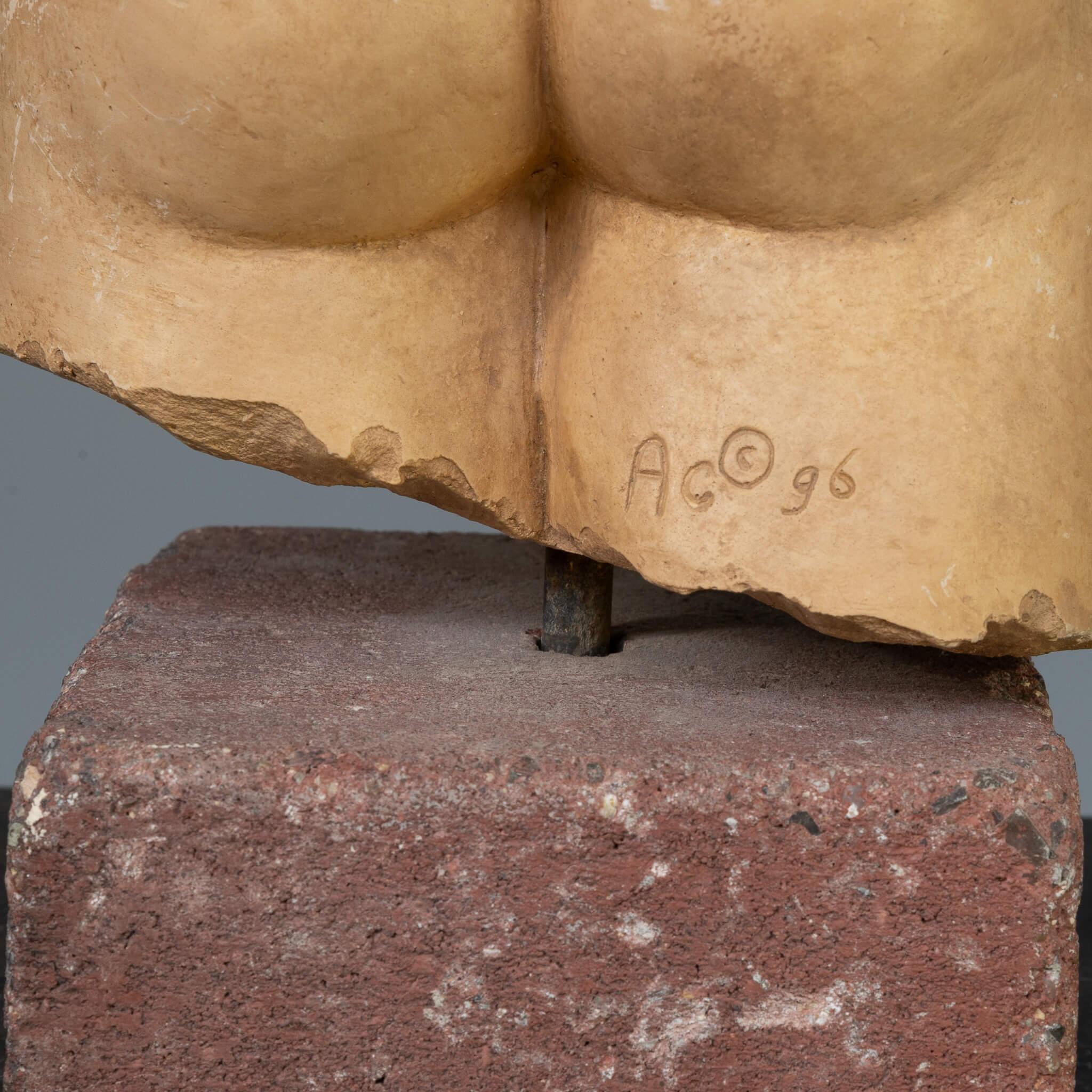 Late 20th Century 90s handmade stone human torso sculpture For Sale