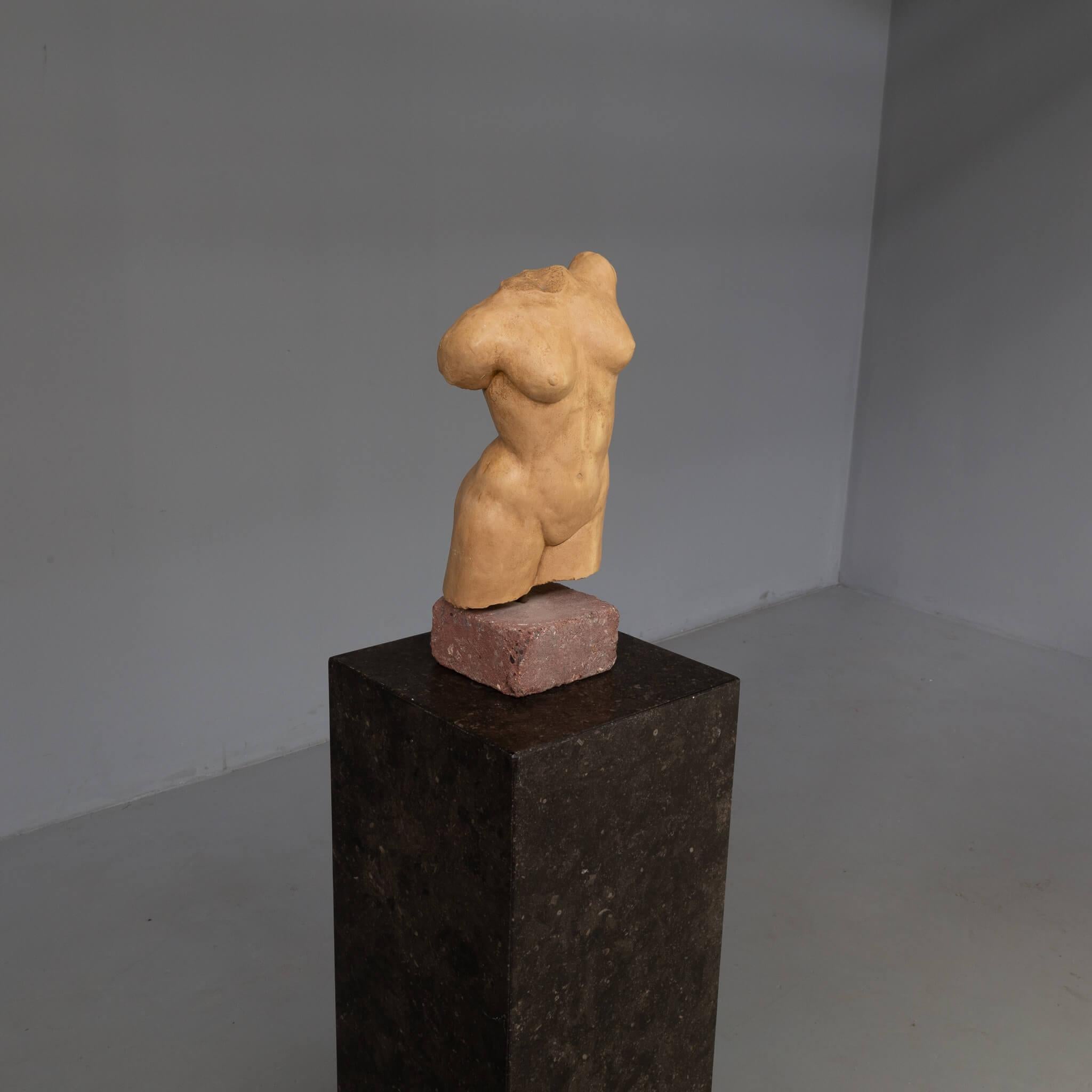 90s handmade stone human torso sculpture For Sale 1