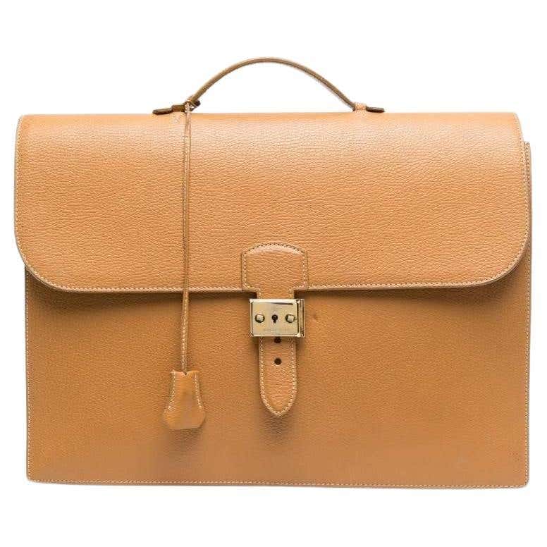 Small Rectangular Briefcases 90s Hermès Vintage dark sand leather rectangular briefcase For Sale at ...