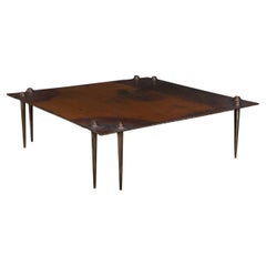 90s Idir Mecibah solid metal artwork coffee table by Smederij Moerman