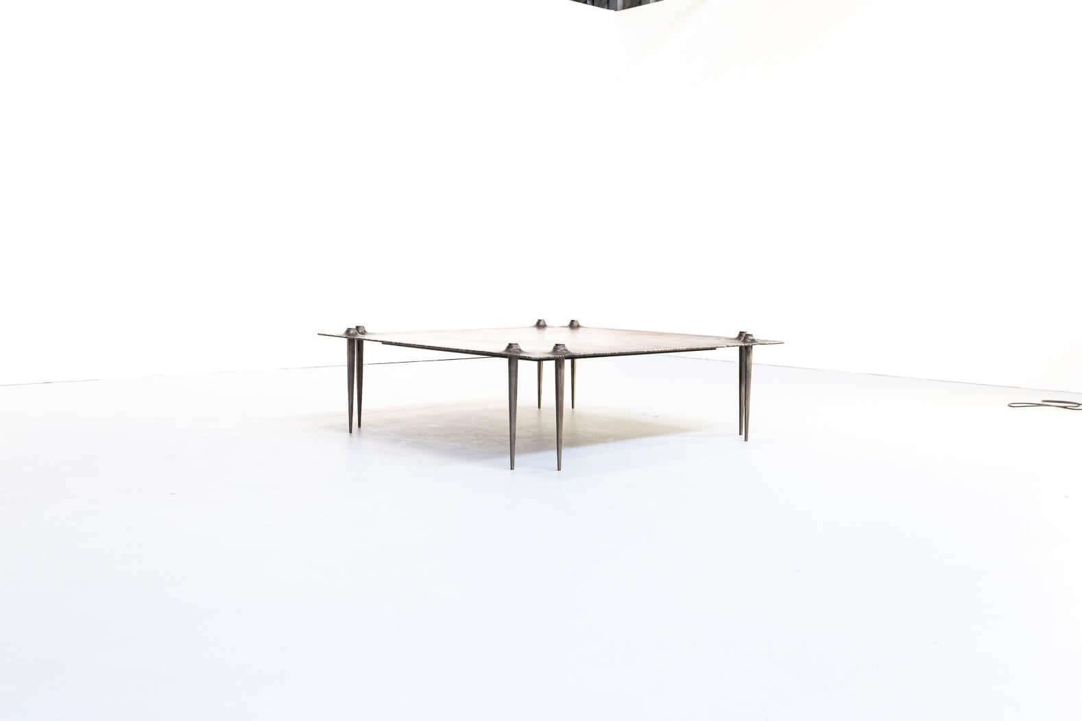 Mid-Century Modern 1990s Indir Mecibah Solid Metal Artwork Coffee Table for Smederij Moerman For Sale