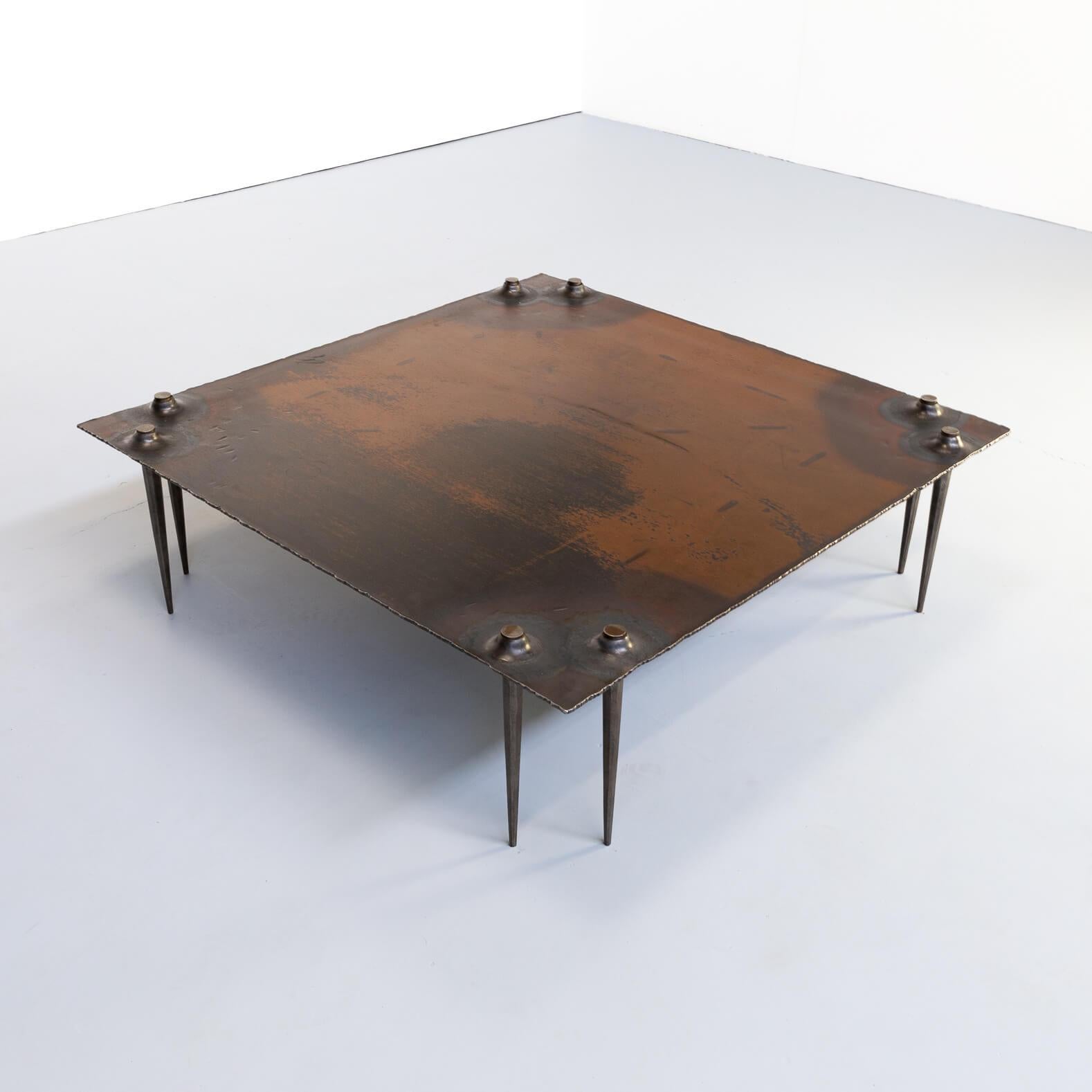 1990s Indir Mecibah Solid Metal Artwork Coffee Table for Smederij Moerman In Good Condition For Sale In Amstelveen, Noord