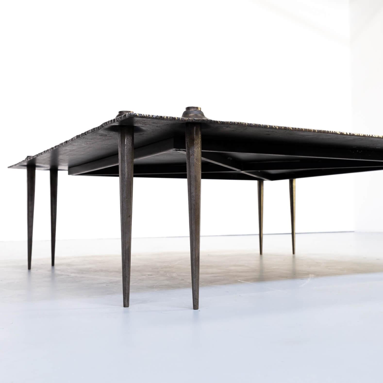 1990s Indir Mecibah Solid Metal Artwork Coffee Table for Smederij Moerman For Sale 1