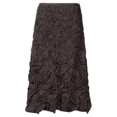 90s Issey Miyake brown cotton skirt with decorative embossed applications