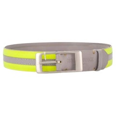 90s Issey Miyake Vintage grey leather belt with fluorescent detail