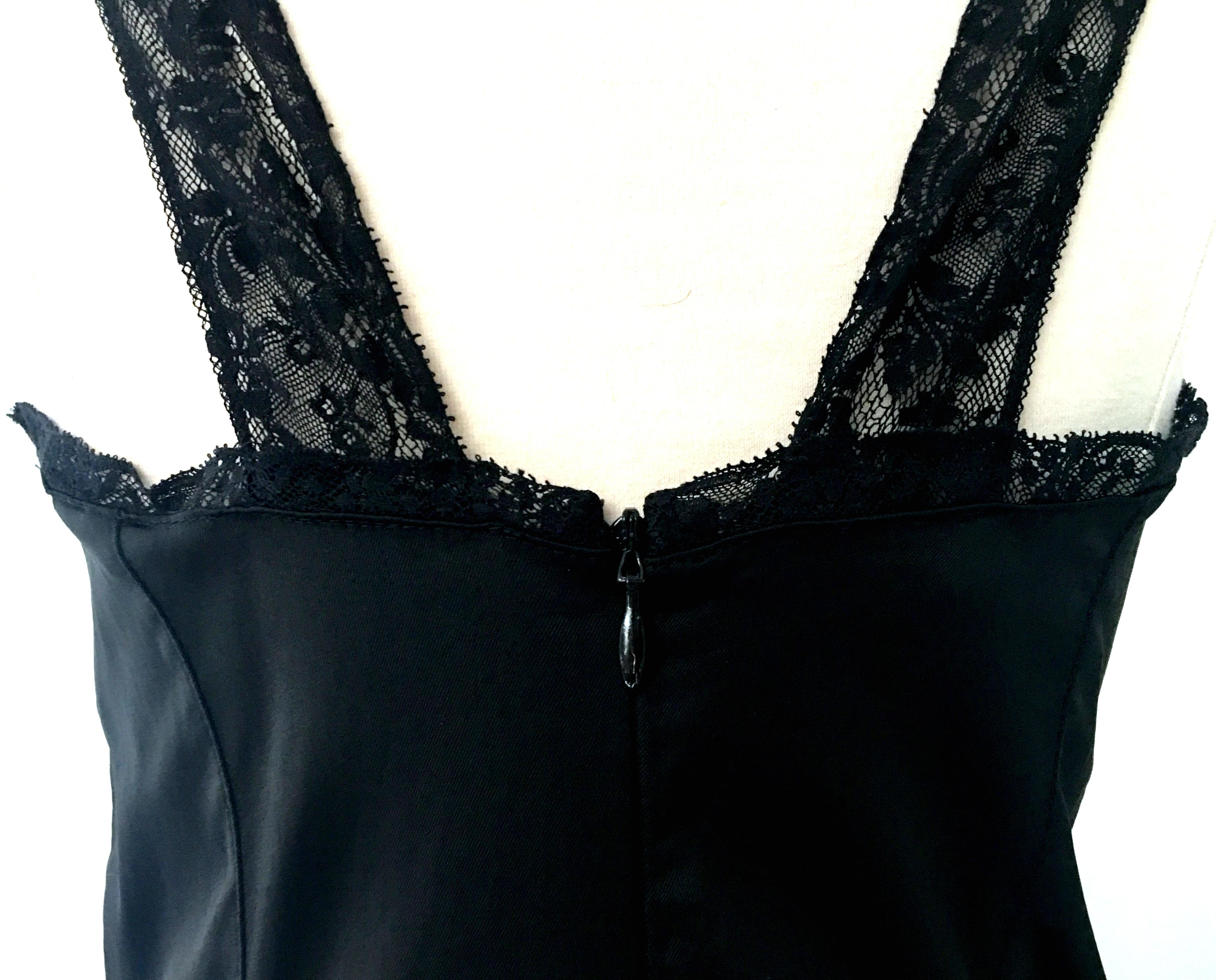 90'S Italian  Dolce & Gabbana Black Fitted Slip Style Dress Sz-46 7