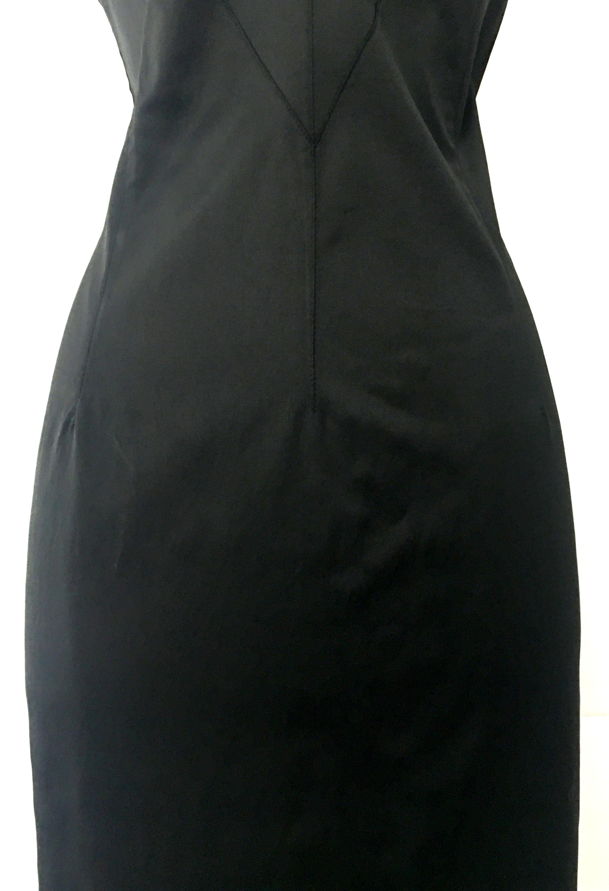 90'S Italian  Dolce & Gabbana Black Fitted Slip Style Dress Sz-46 9