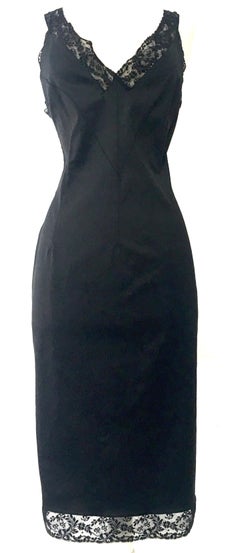 90'S Italian  Dolce & Gabbana Black Fitted Slip Style Dress Sz-46