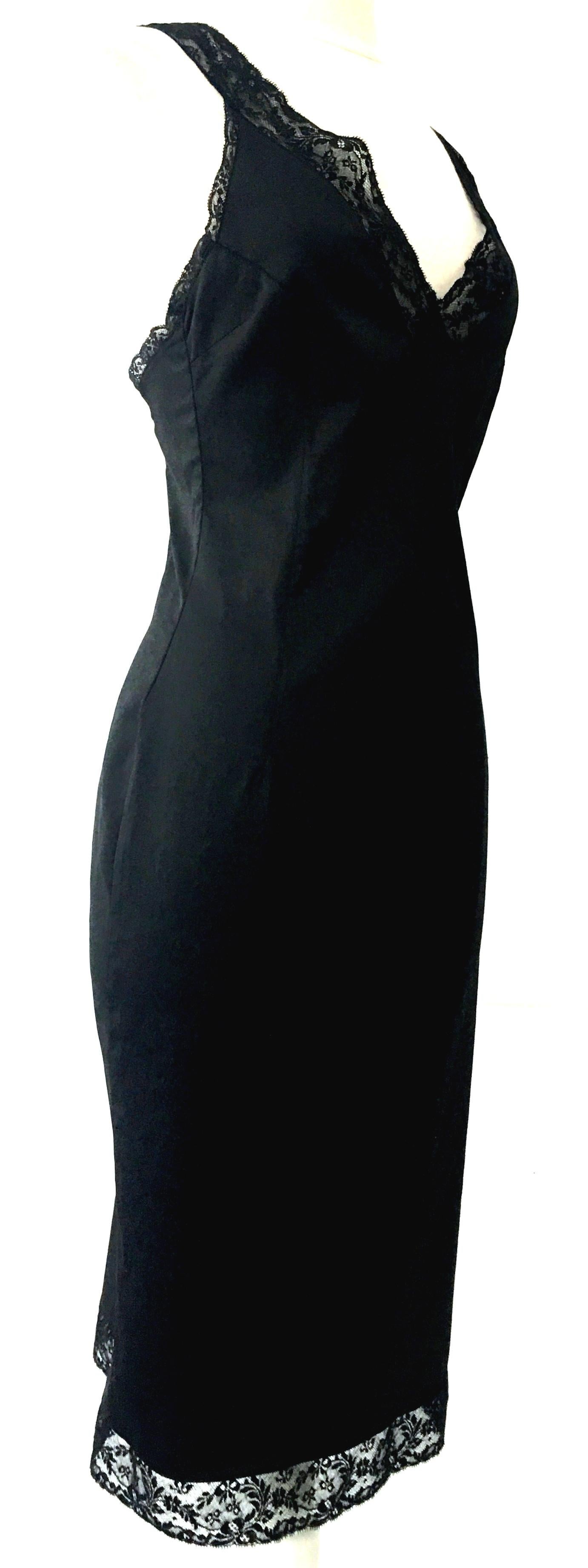 90'S Italian  Dolce & Gabbana Black Fitted Slip Style Dress Sz-46 In Good Condition In West Palm Beach, FL