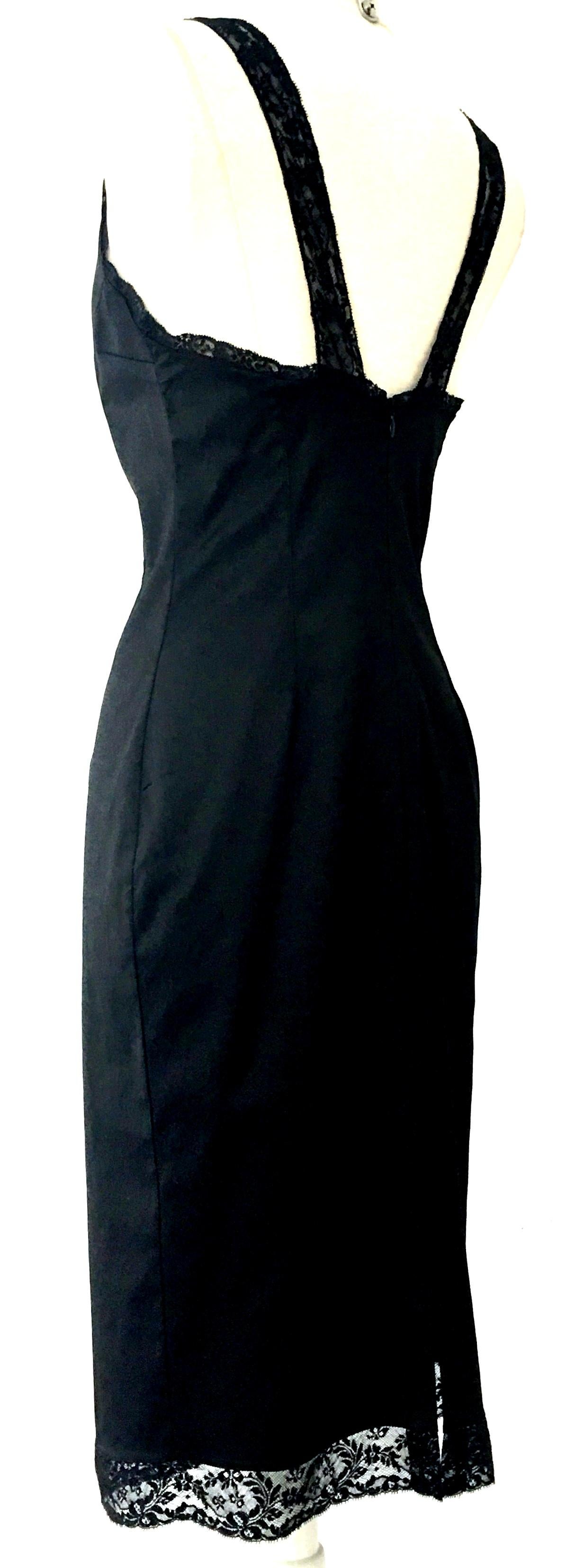 Women's or Men's 90'S Italian  Dolce & Gabbana Black Fitted Slip Style Dress Sz-46