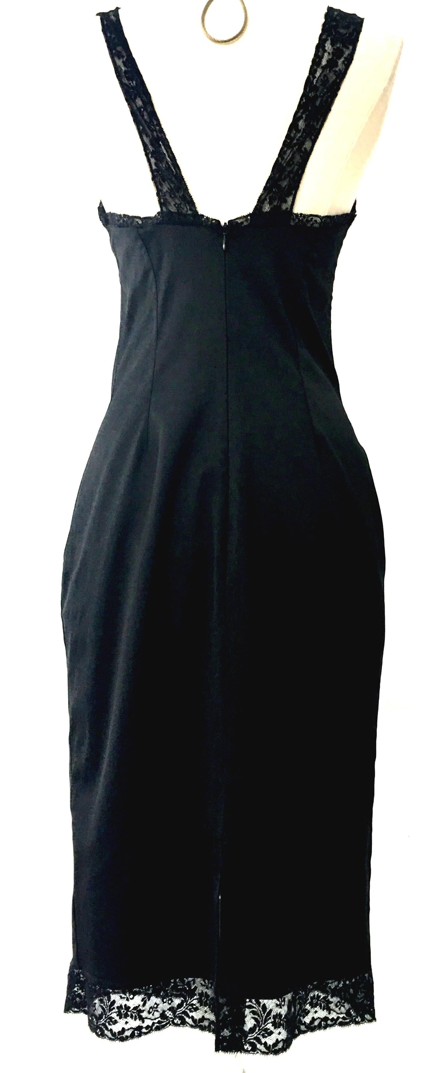 90'S Italian  Dolce & Gabbana Black Fitted Slip Style Dress Sz-46 1