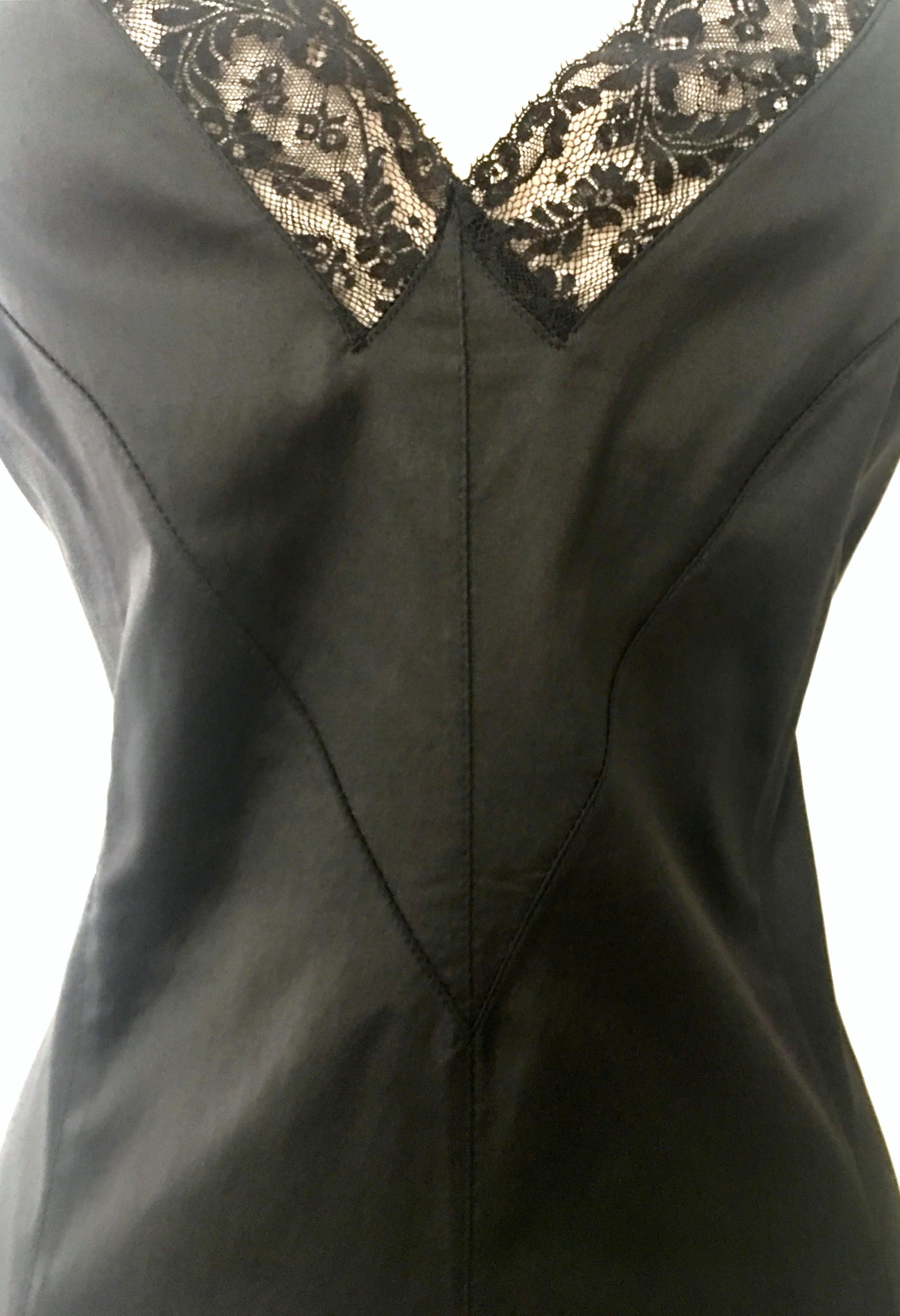 90'S Italian  Dolce & Gabbana Black Fitted Slip Style Dress Sz-46 3