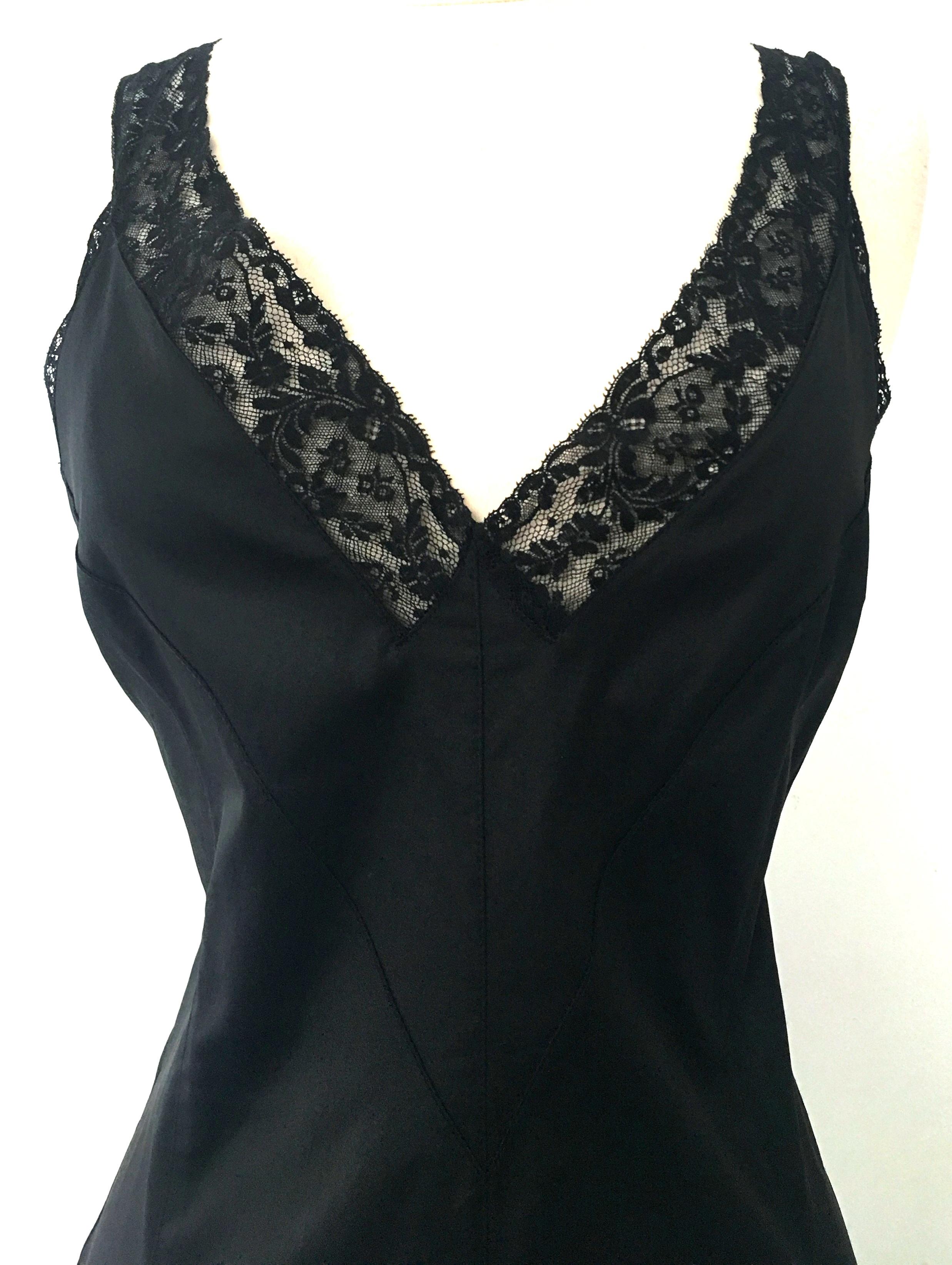 90'S Italian  Dolce & Gabbana Black Fitted Slip Style Dress Sz-46 4