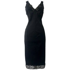 Vintage 90'S Italian  Dolce & Gabbana Black Fitted Slip Style Dress Sz-46