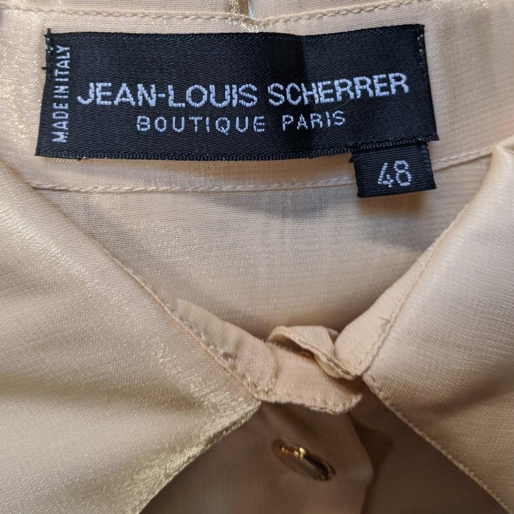 Beige 90s Jean-Louis Scherrer beige shirt with classic collar and long sleeves For Sale
