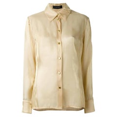 90s Jean-Louis Scherrer beige shirt with classic collar and long sleeves