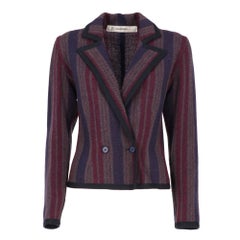 90s Jean Louis Scherrer purple and burgundy striped wool cropped jacket