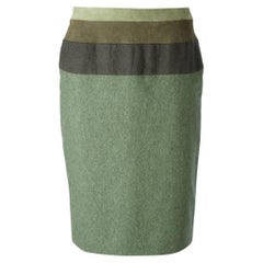 90s Jean-Louis Scherrer Vintage green wool high-wasted skirt