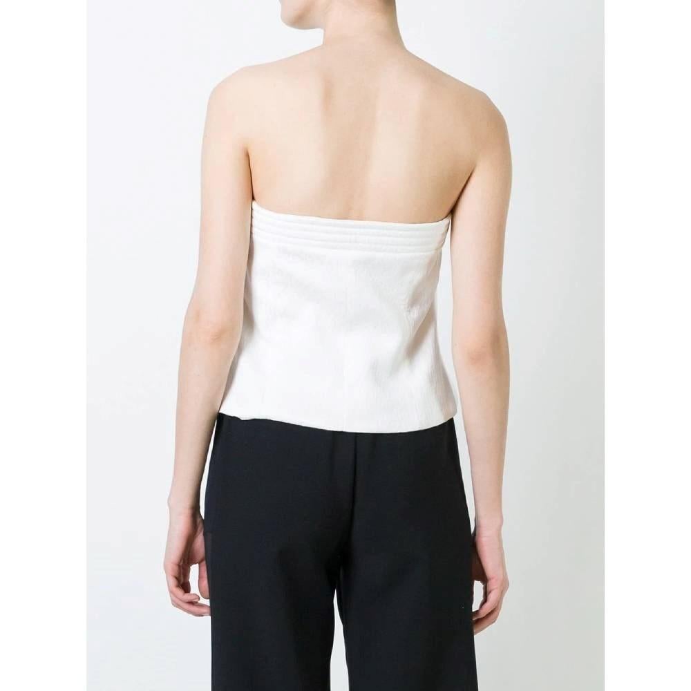 90s Jean Louis Scherrer white cotton strapless top In Good Condition For Sale In Lugo (RA), IT