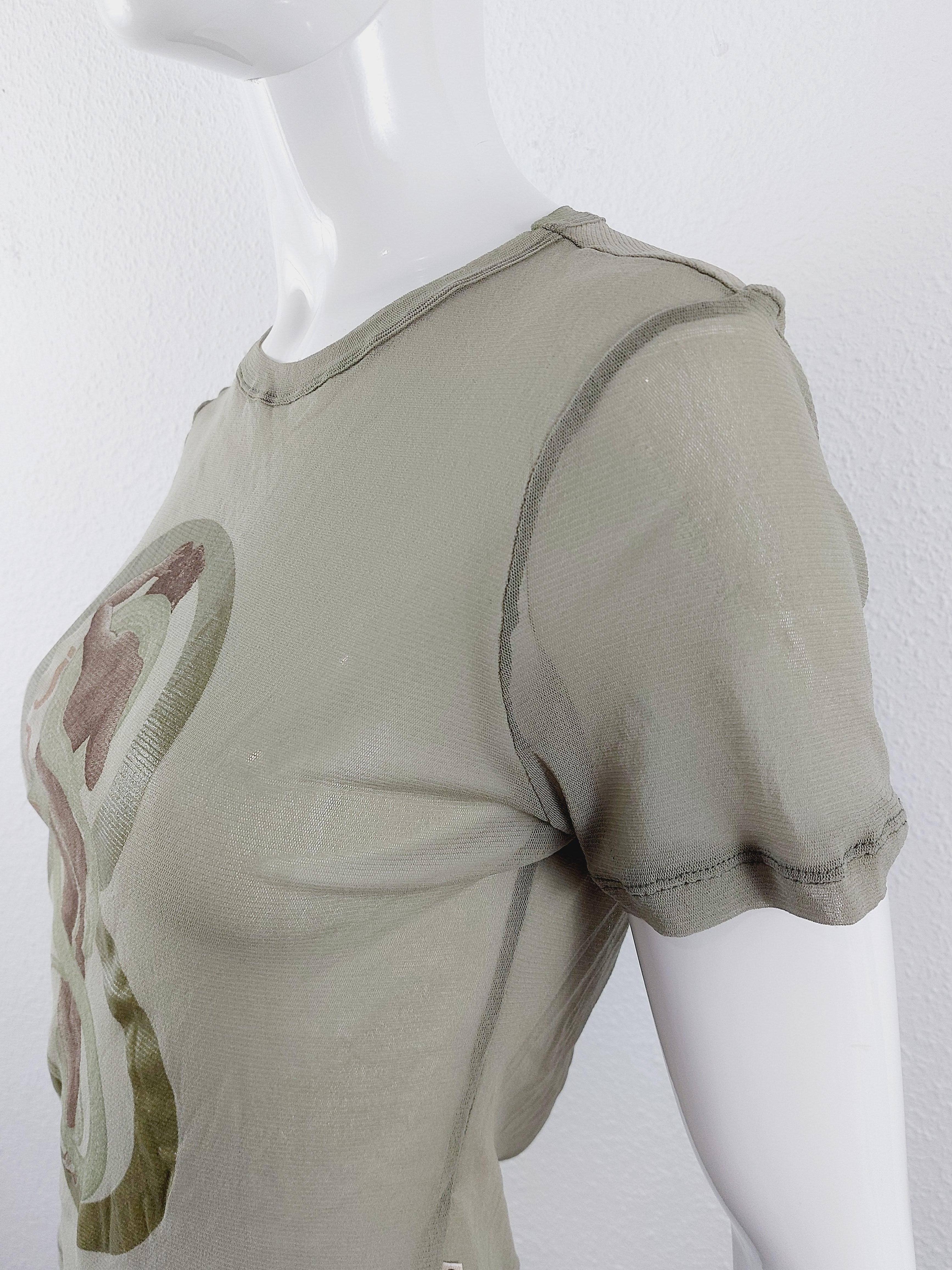 90s Jean Paul Gaultier Nude Woman Snake Sheer Mesh Club Kid Tattoo Top Shirt In New Condition For Sale In PARIS, FR