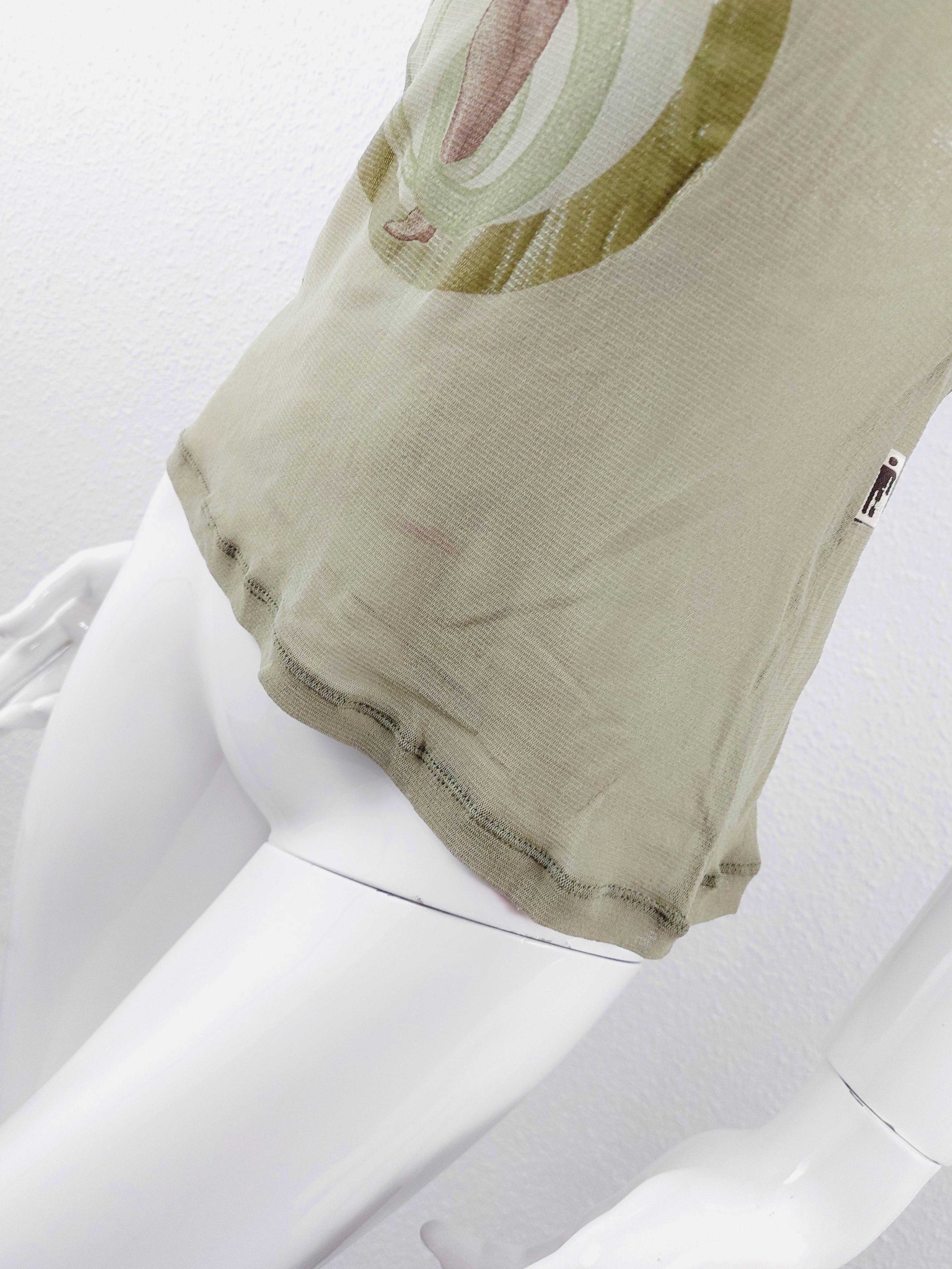 Women's or Men's 90s Jean Paul Gaultier Nude Woman Snake Sheer Mesh Club Kid Tattoo Top Shirt For Sale