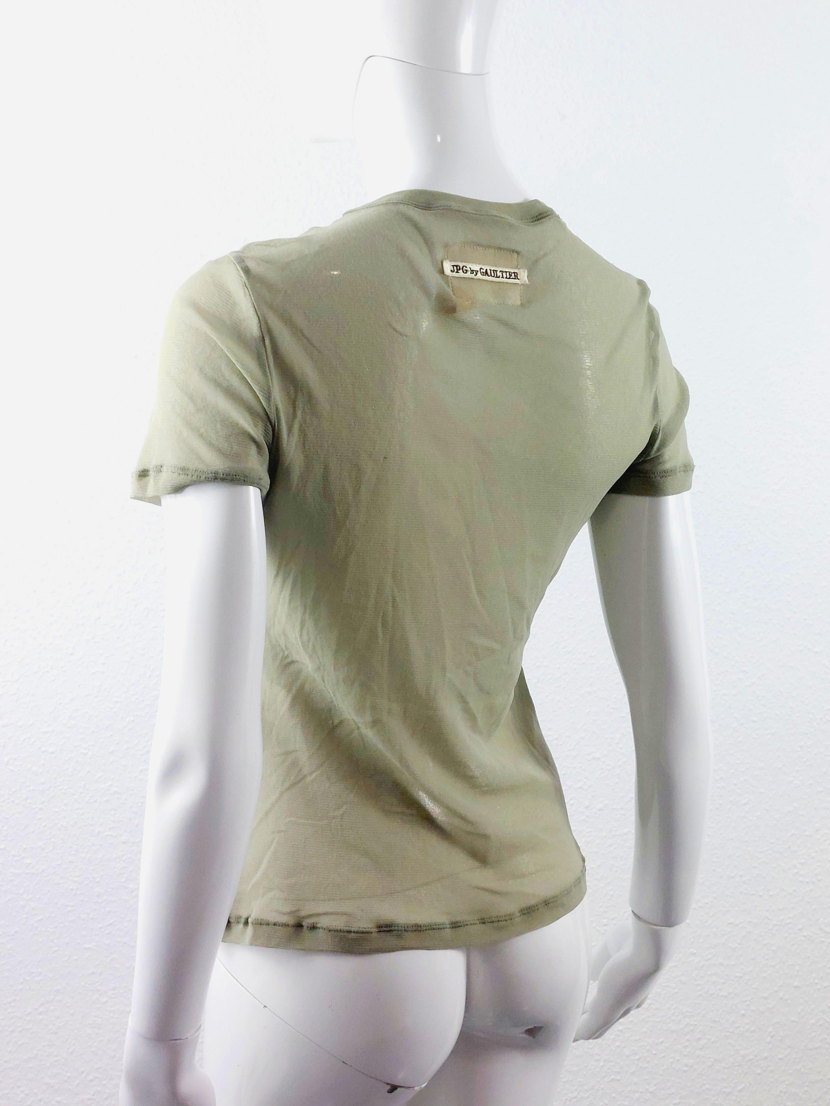 90s Jean Paul Gaultier Nude Woman Snake Sheer Mesh Club Kid Tattoo Top Shirt For Sale 1