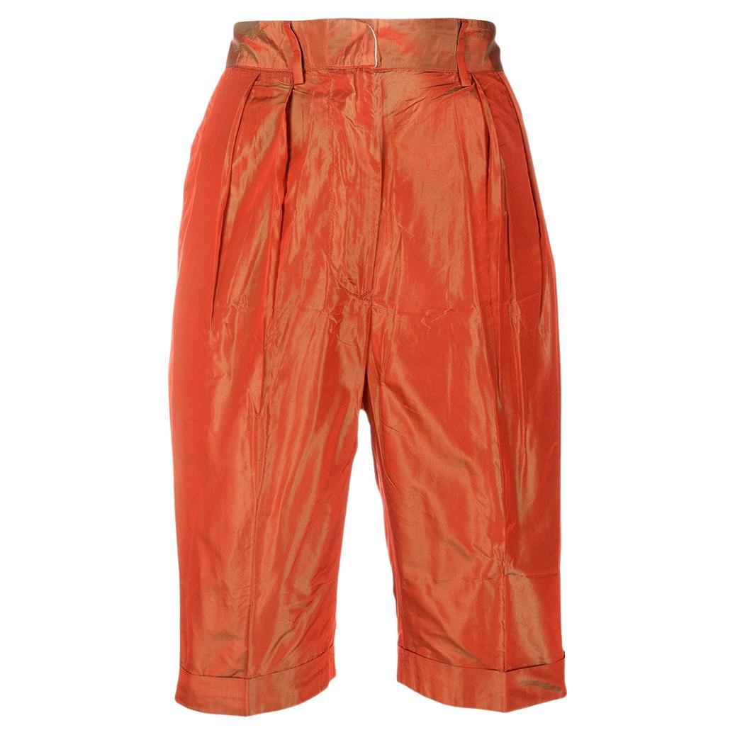 90s Jean Paul Gaultier Vintage orange silk bermuda shorts For Sale