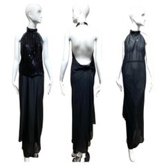 90s Jil Sander Black sequin Halter Dress