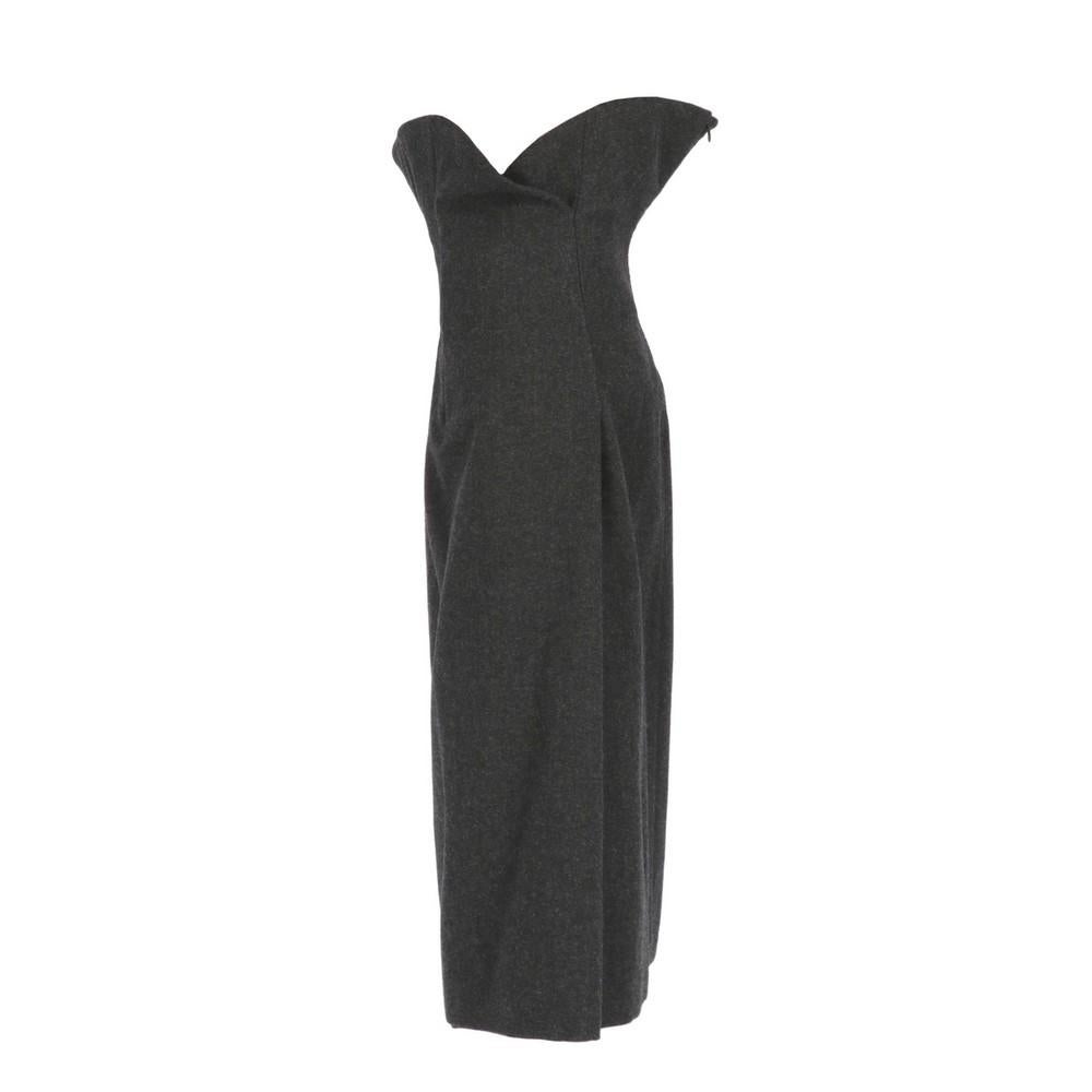 Clothing Womens Clothing Dresses Jil Sander 90's classic fitted minimalist black stretch wool long sleeve dress. 