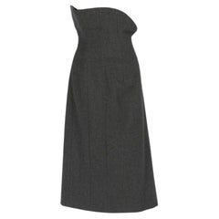 90s Jil Sander Vintage gray wool midi skirt
