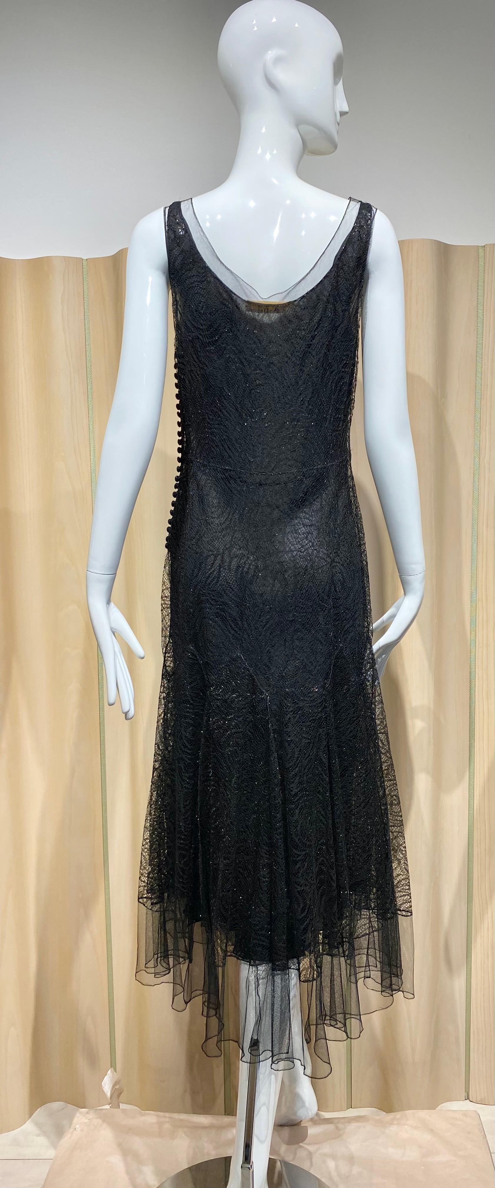 90s John Galliano Black Lace Flapper Style en venta 5