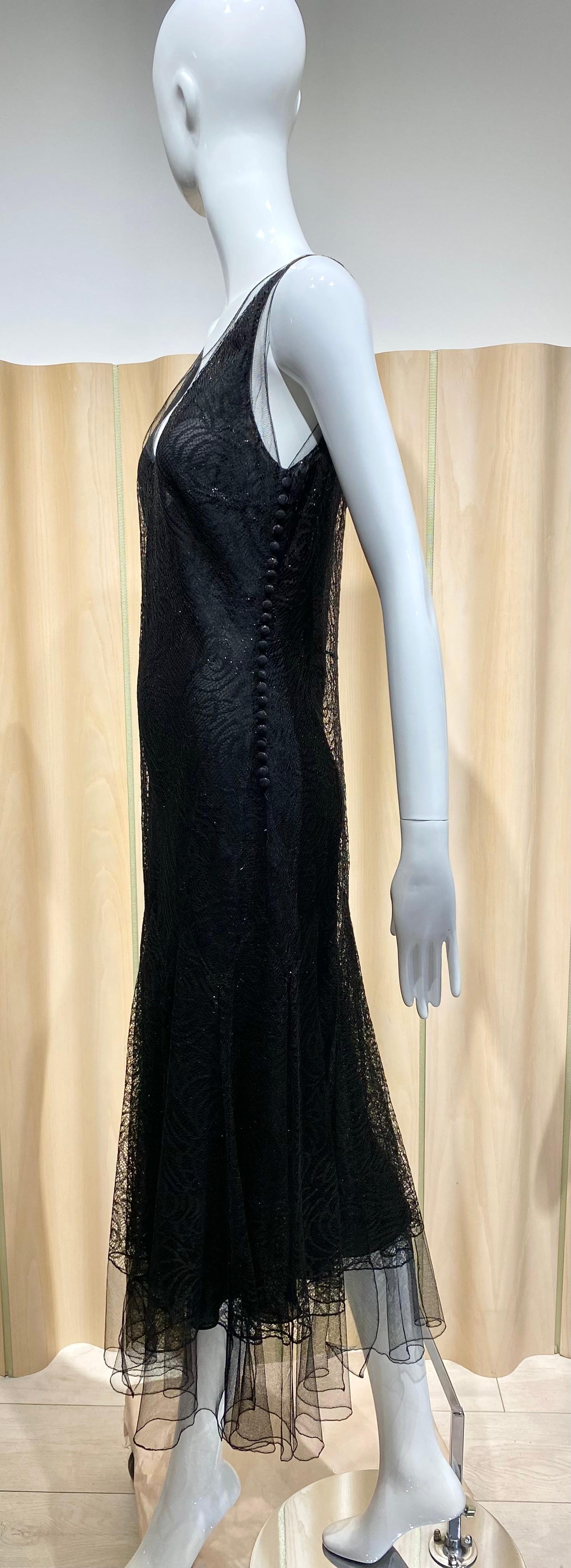 90s John Galliano Black Lace Flapper Style en venta 6