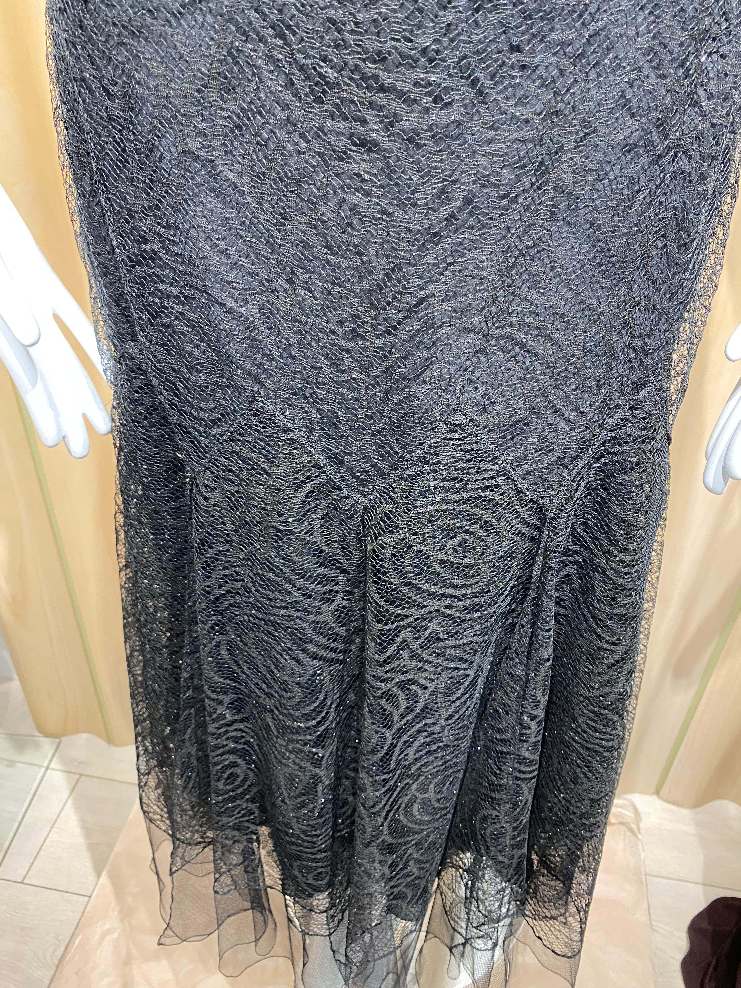 90s John Galliano Black Lace Flapper Style en venta 7