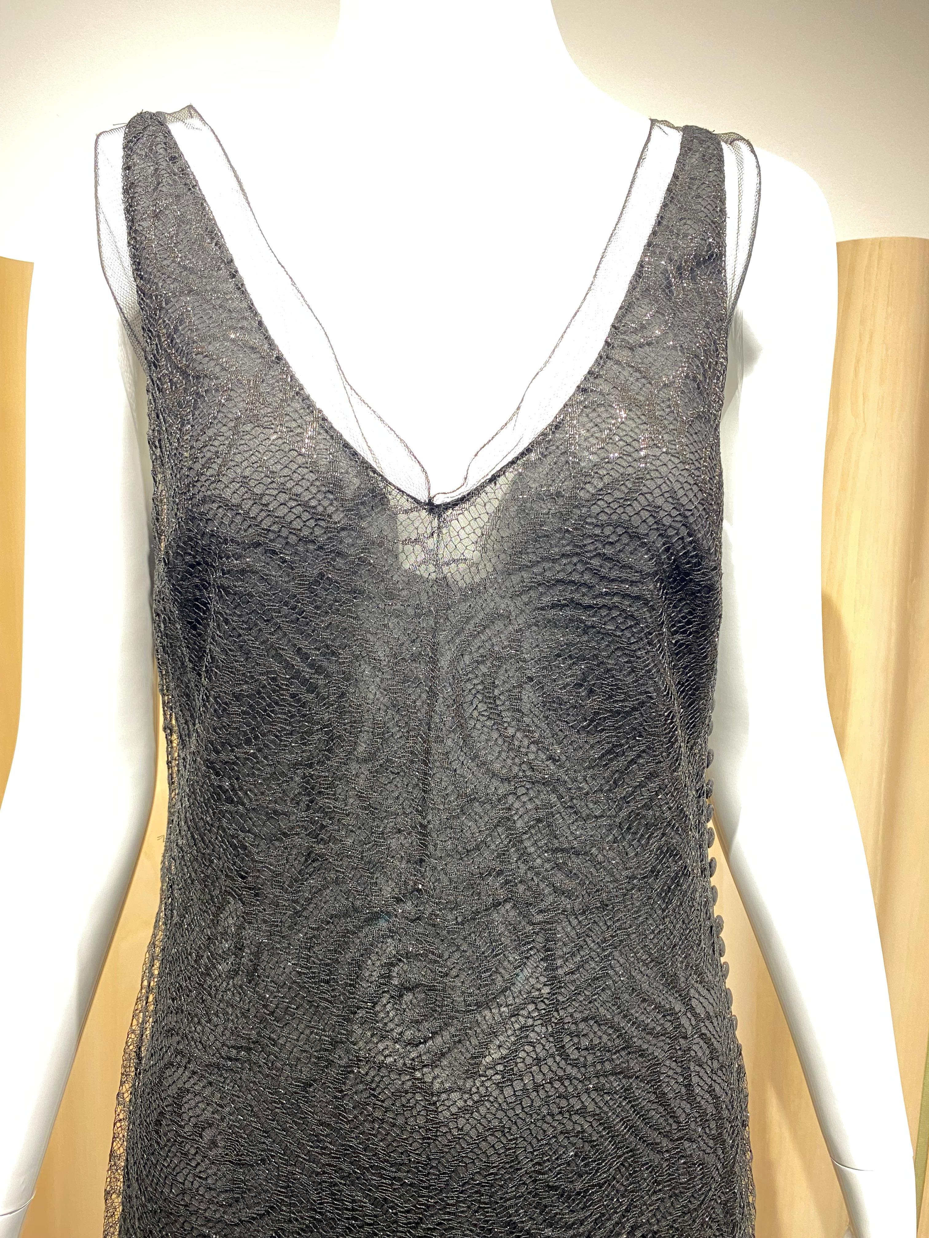 90s John Galliano Black Lace Flapper Style Negro en venta