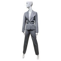 90s John Galliano Grey Pinstripes Pant Suit