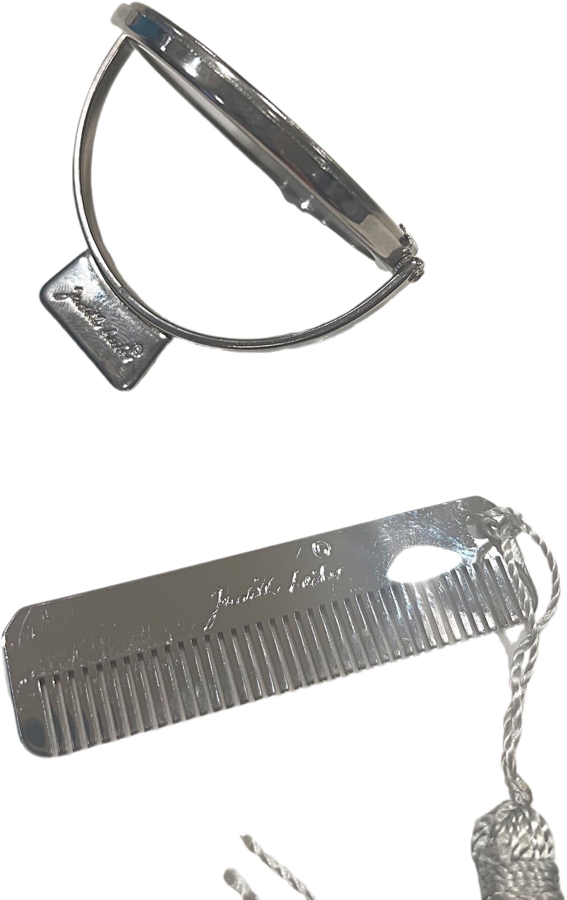 90s Judith Lieber Black Silk Rhinestone Mini Bag Crossbody Clutch Mirror Comb For Sale 4