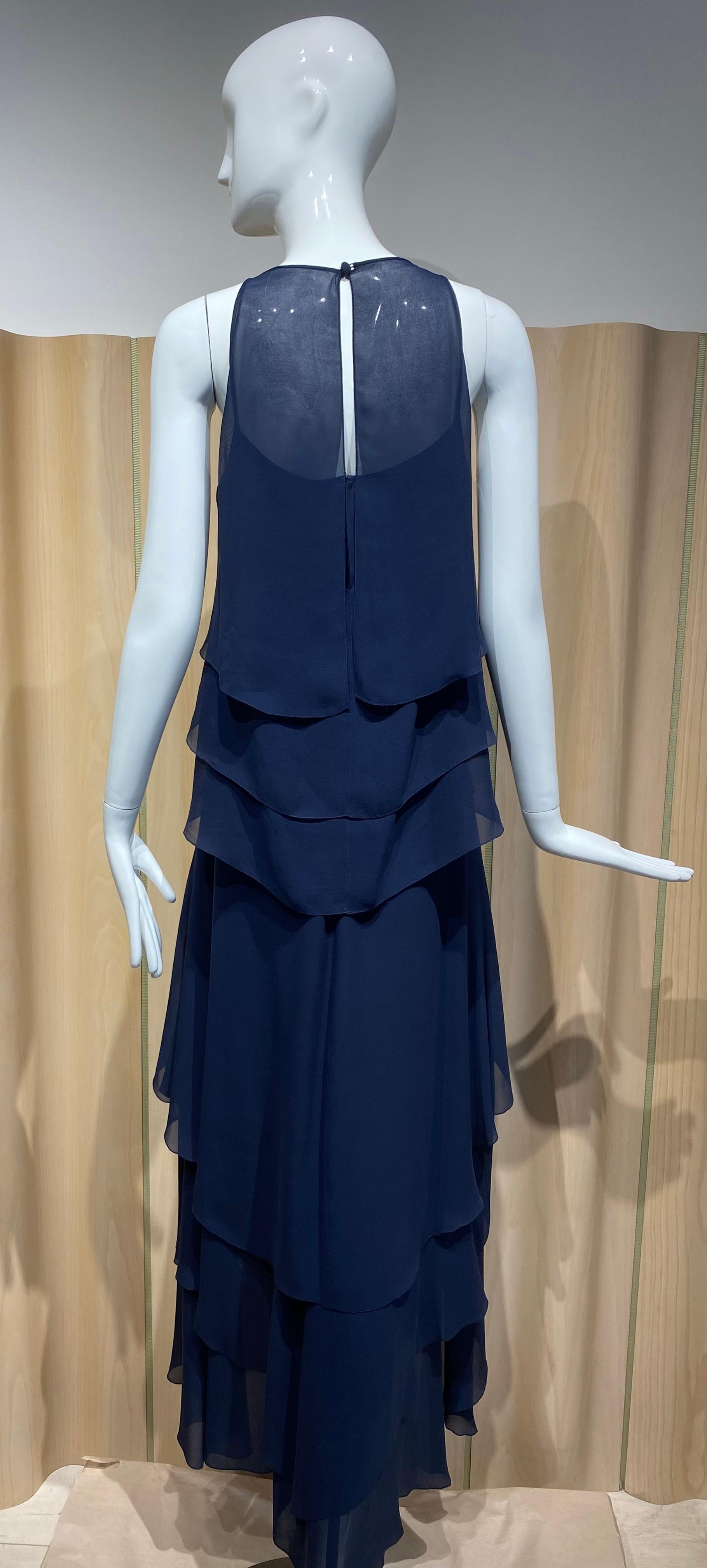 90s Karl Lagerfeld Blue Sleeveless Blouse and Skirt Set For Sale 4