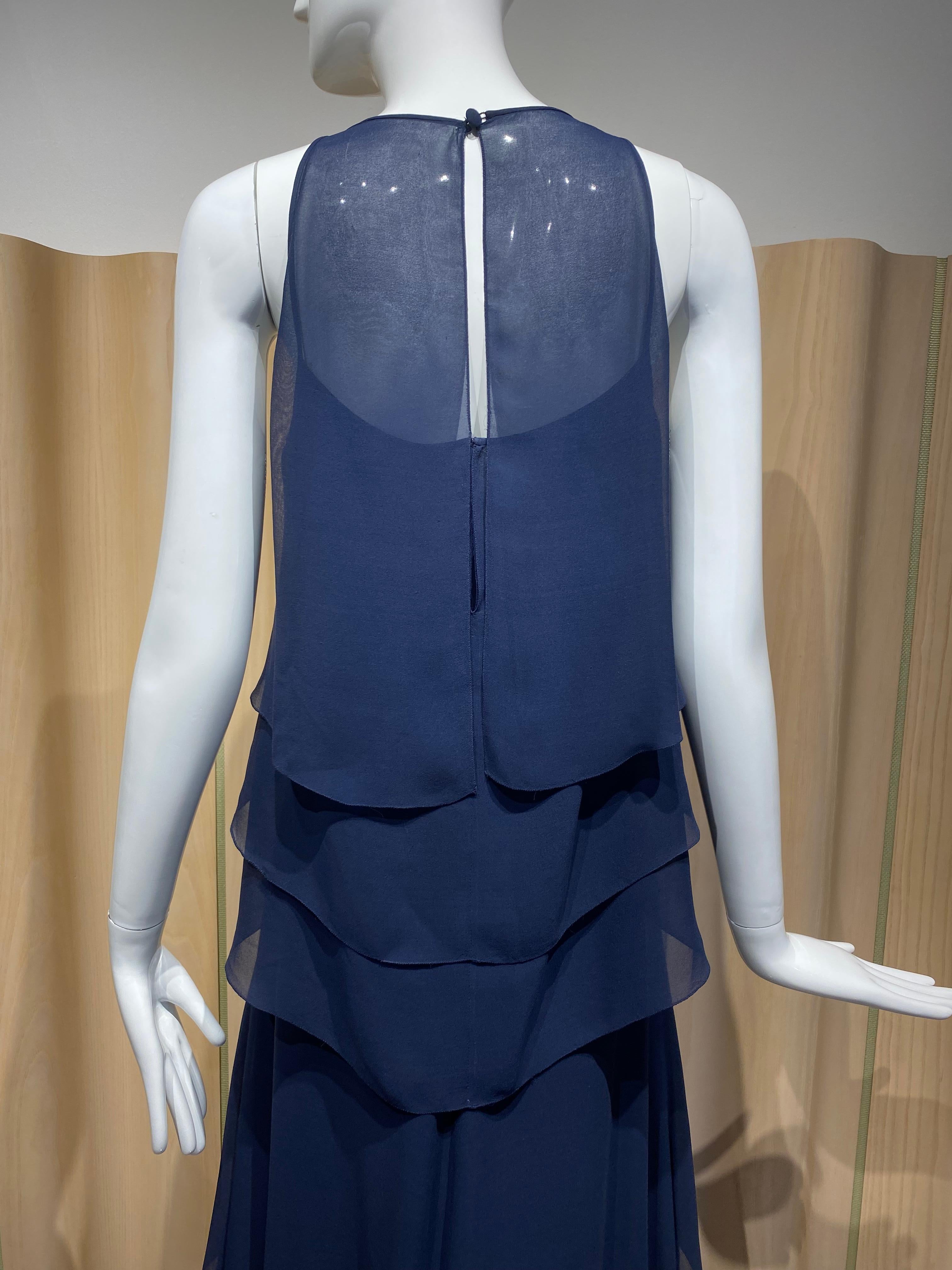 90s Karl Lagerfeld Blue Sleeveless Blouse and Skirt Set For Sale 5