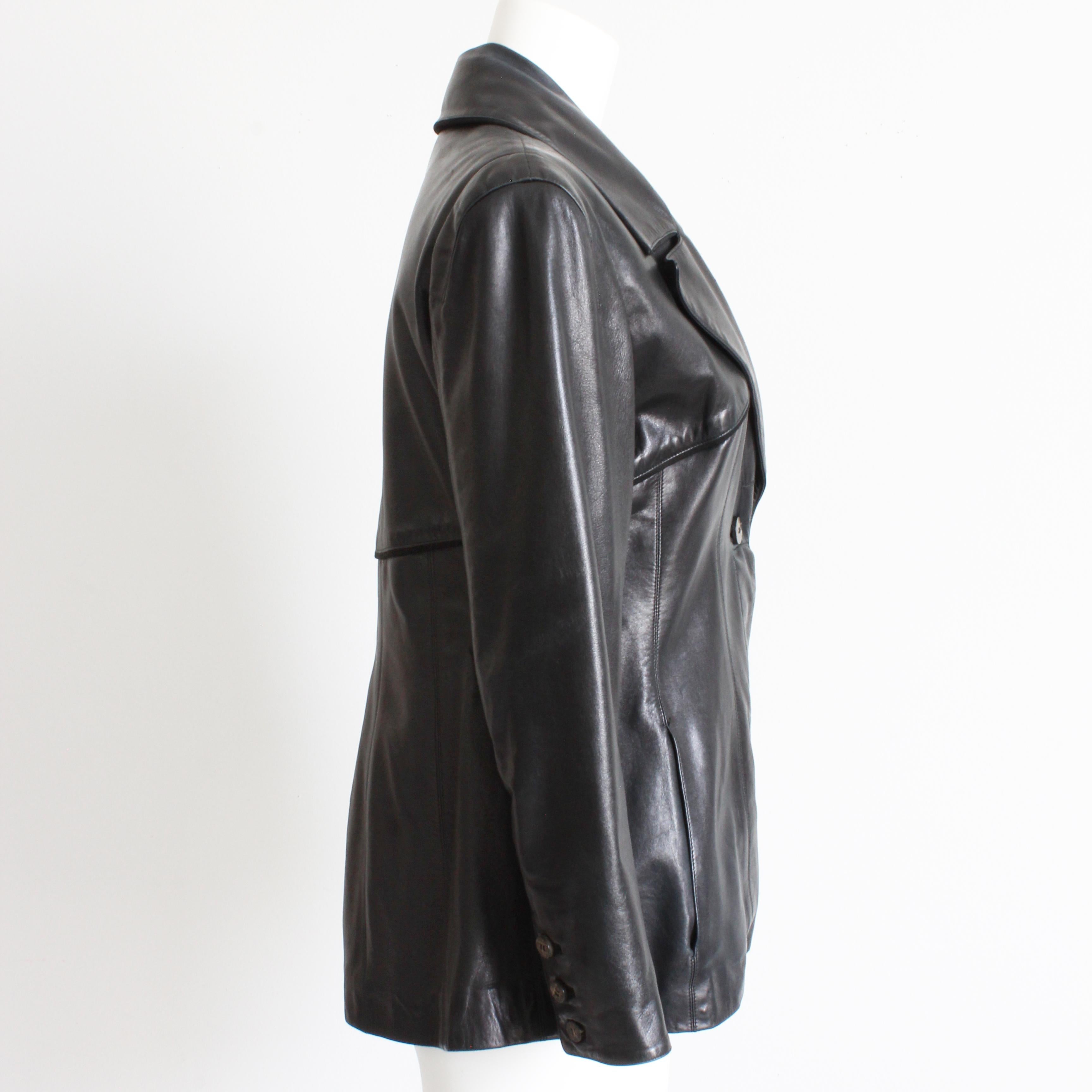90s Karl Lagerfeld Jacket Black Lambskin Leather Fred Hayman Beverly Hills  For Sale 2