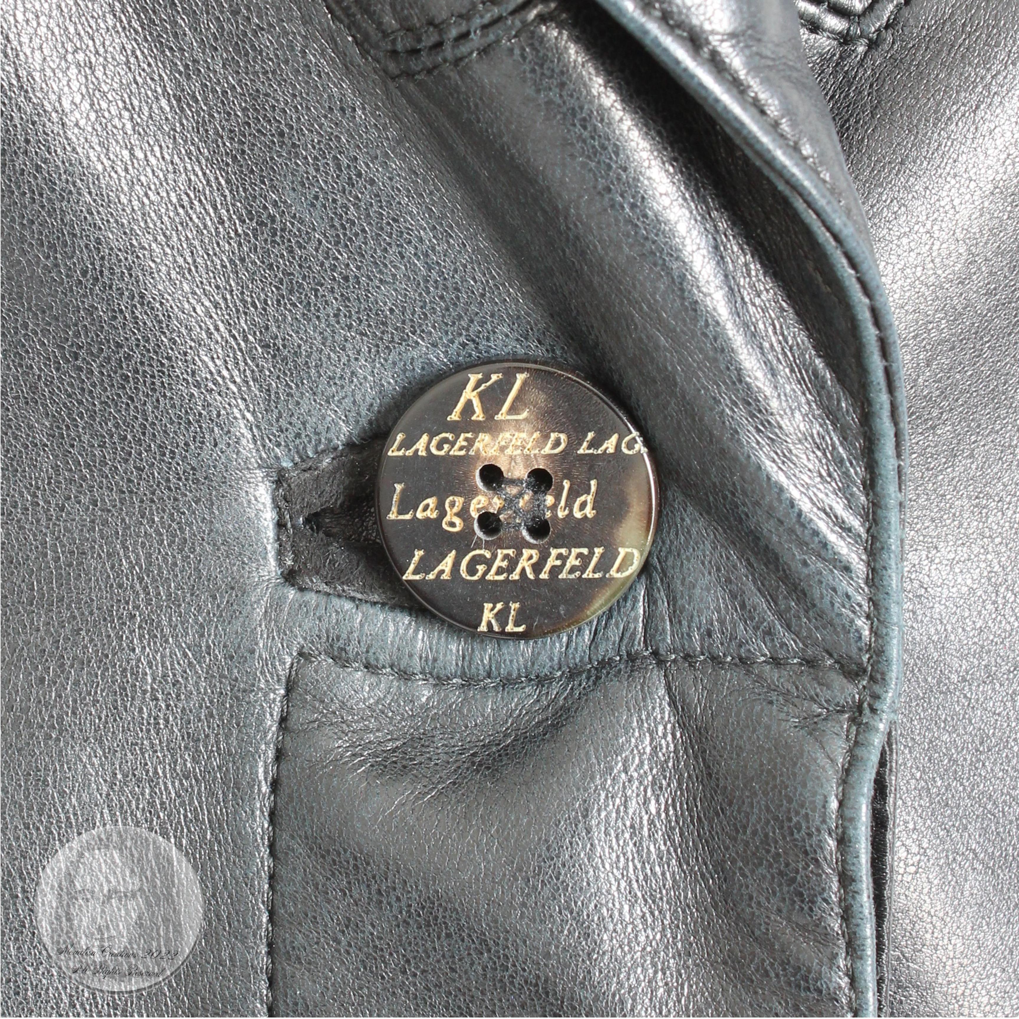 90s Karl Lagerfeld Jacket Black Lambskin Leather Fred Hayman Beverly Hills  For Sale 3