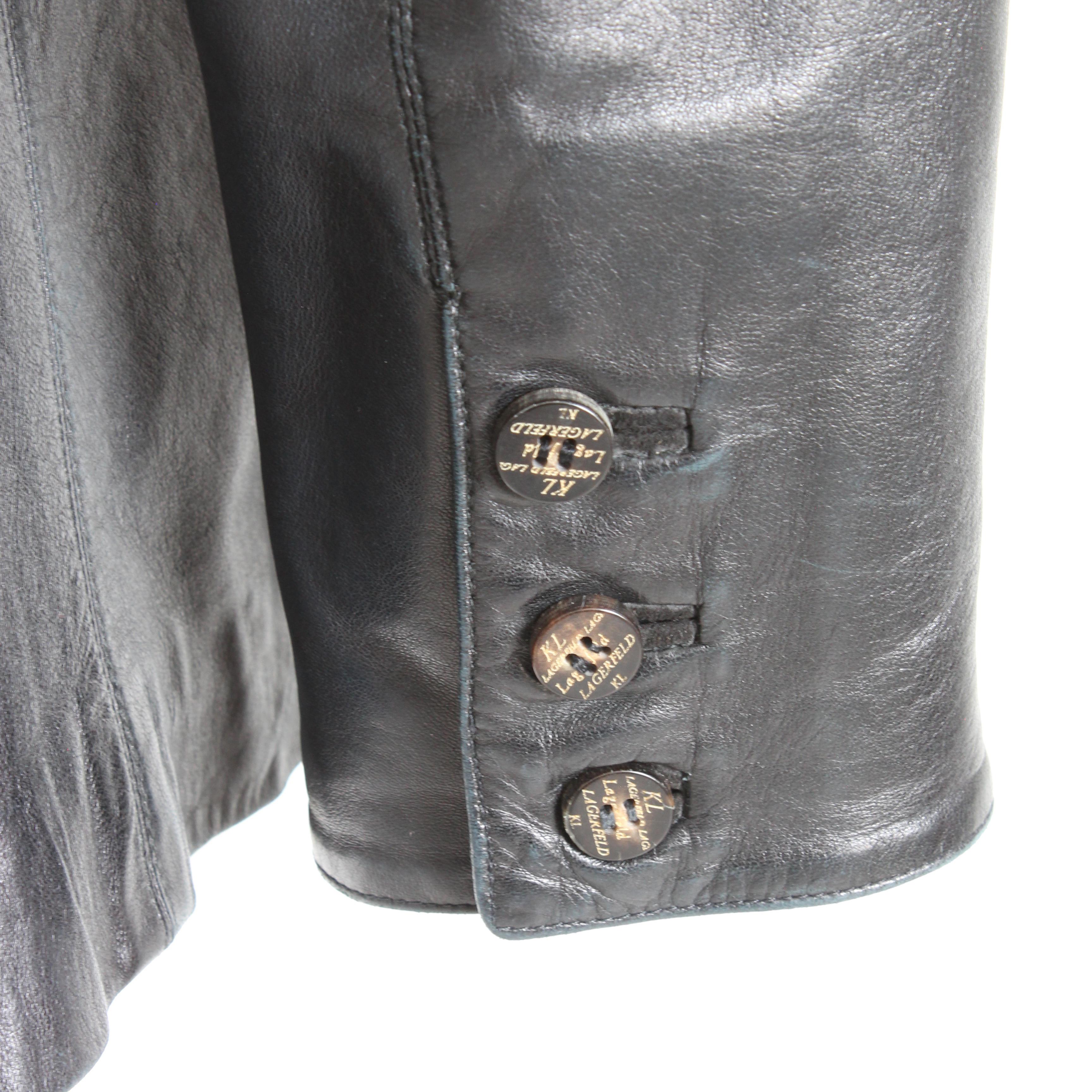 90s Karl Lagerfeld Jacket Black Lambskin Leather Fred Hayman Beverly Hills  For Sale 3