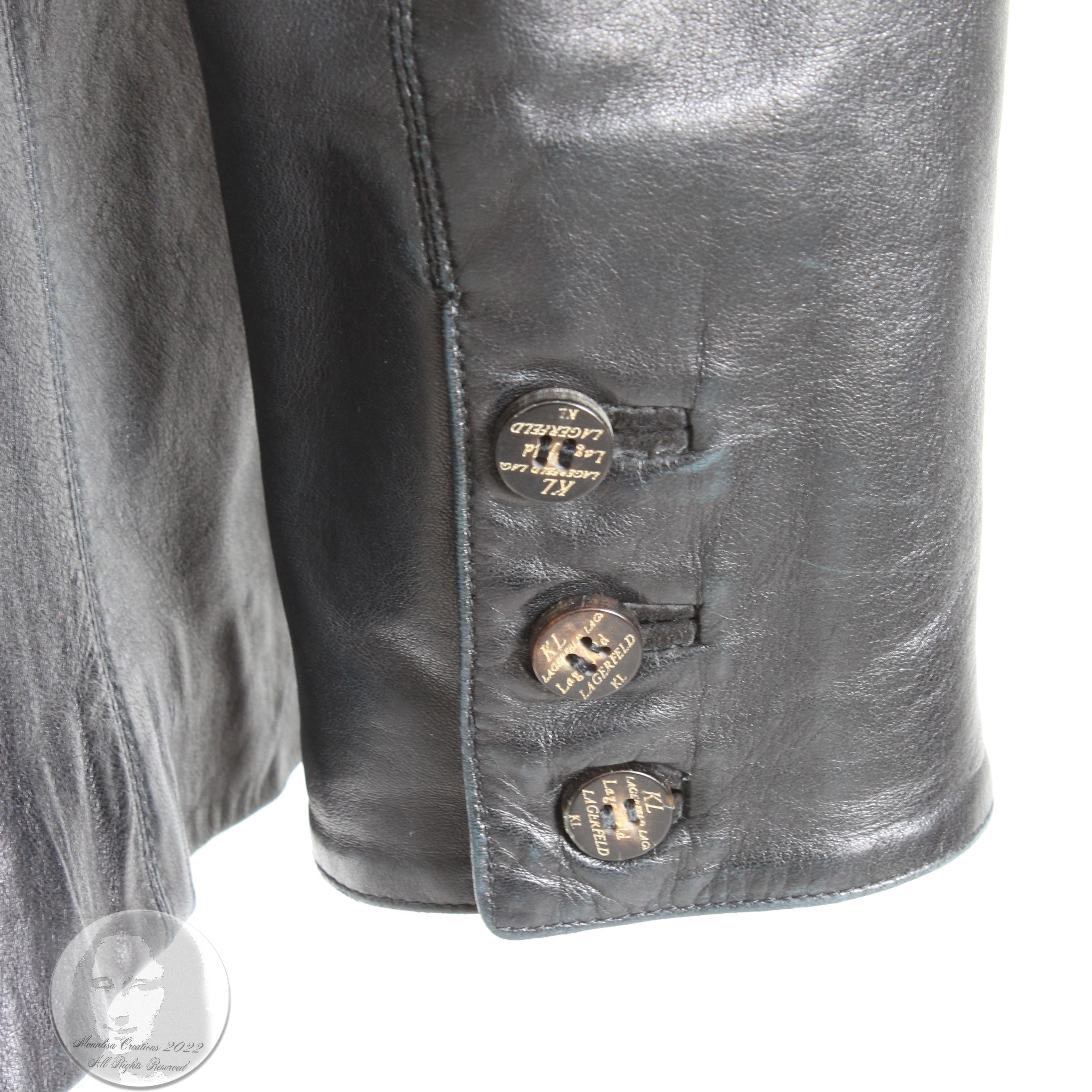 90s Karl Lagerfeld Jacket Black Lambskin Leather Fred Hayman Beverly Hills  For Sale 4
