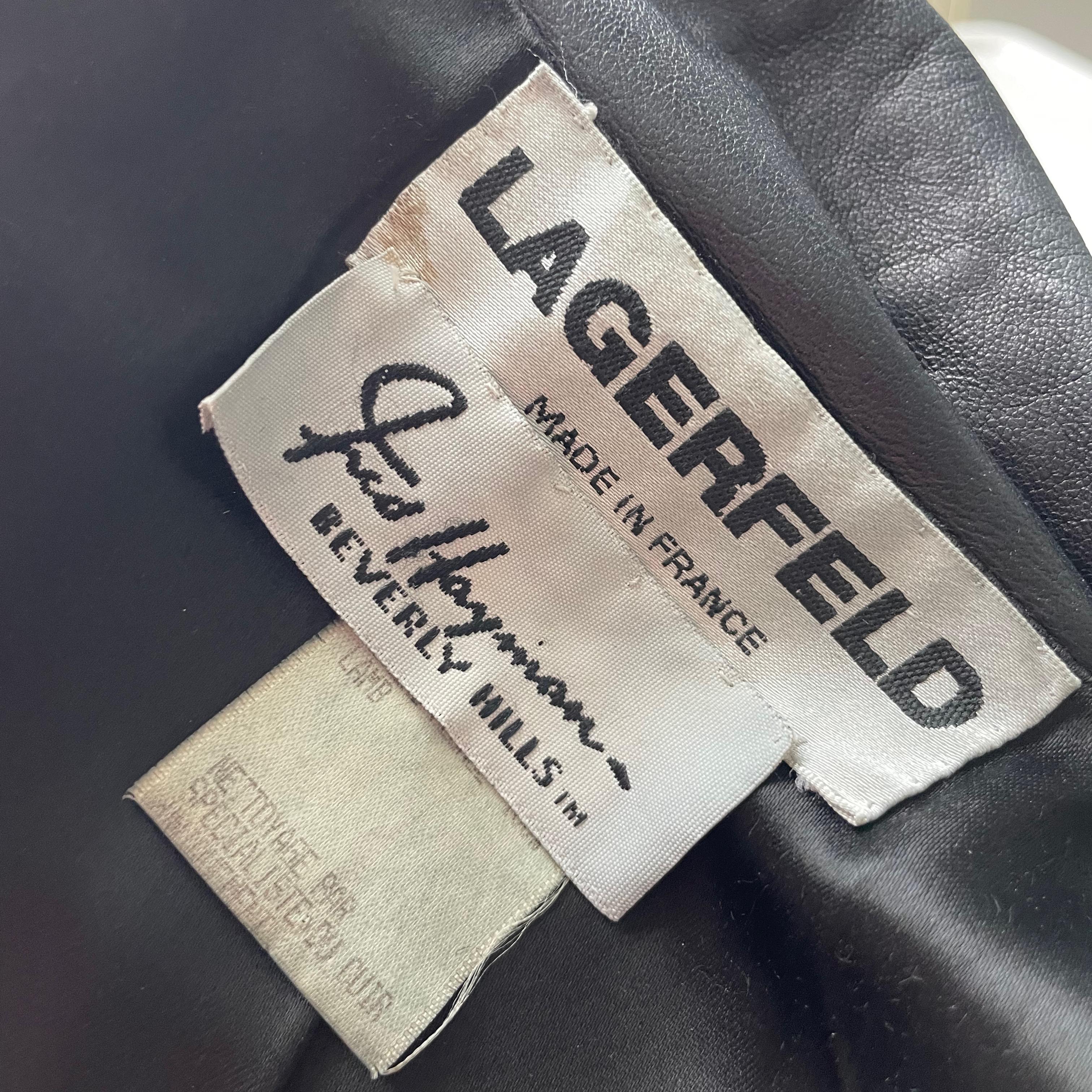 90s Karl Lagerfeld Jacket Black Lambskin Leather Fred Hayman Beverly Hills  For Sale 6