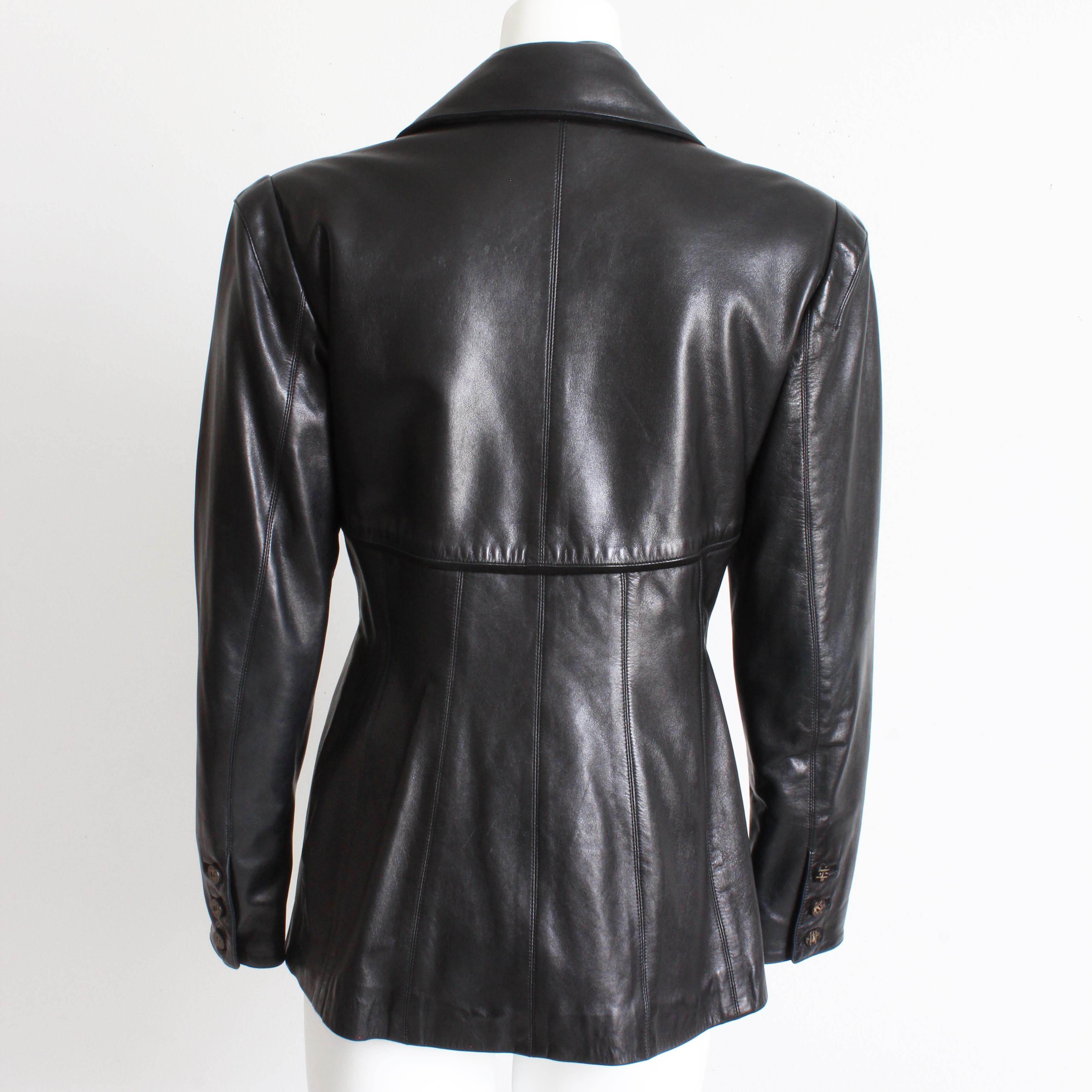 90s Karl Lagerfeld Jacket Black Lambskin Leather Fred Hayman Beverly Hills  For Sale 5