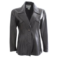 90s Karl Lagerfeld Jacket Black Lambskin Leather Fred Hayman Beverly Hills